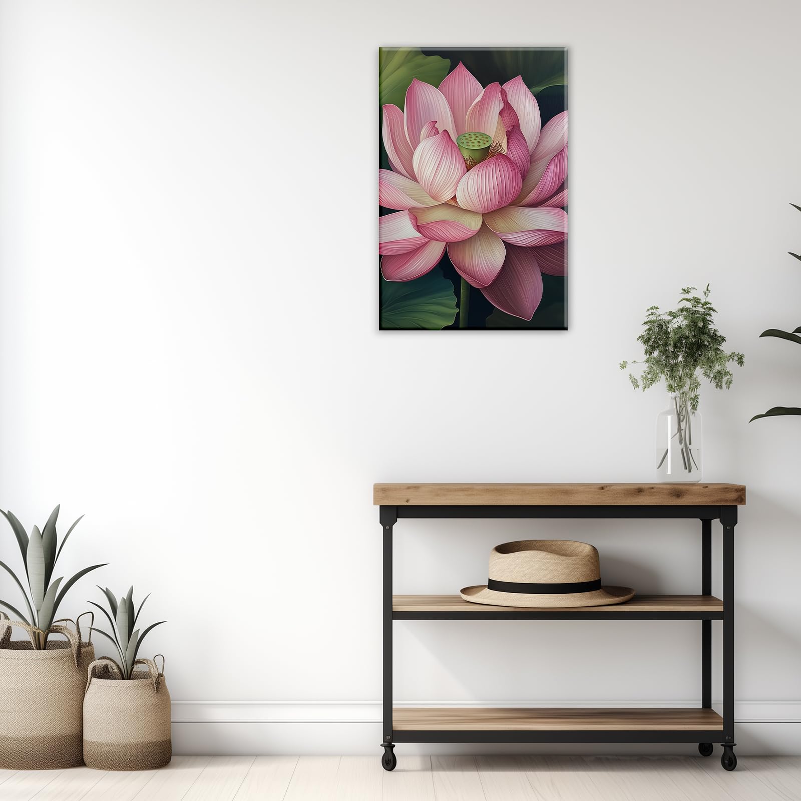 oaapiti zen canvas wall art pink lotus picture print water lily bloom art painting poster meditation spiritual room decor artwork 