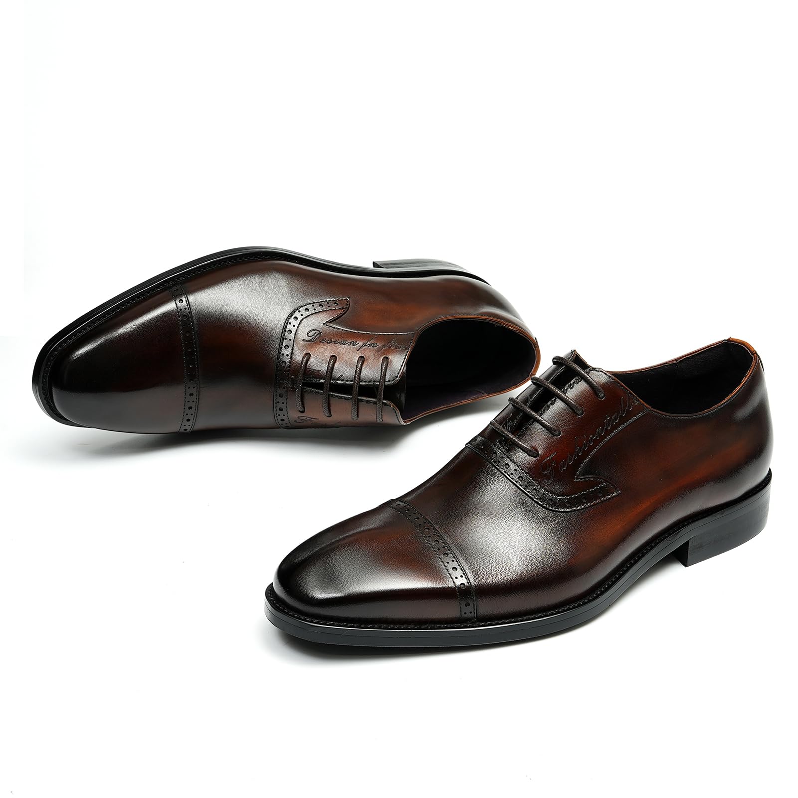 Generisch Herren Handgefertigte Oxford Brogues Leder Formelle Halbschuhe Kleiderschuhe Schnürschuhe