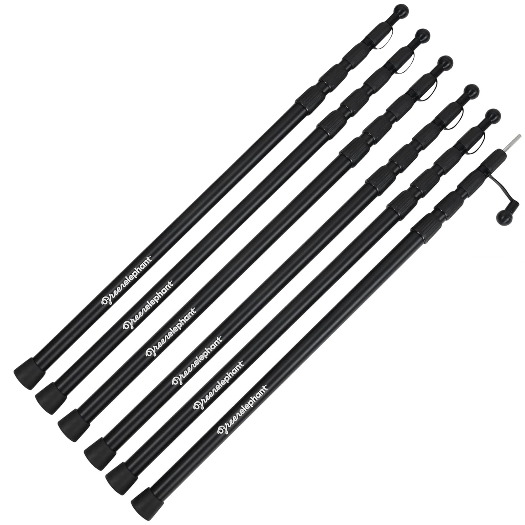 Green Elephant Camping Tarp Poles - Adjustable Aluminum Telescoping Tent Poles for Tarps, Canopy & Awning - Heavy Duty Collapsible Pole Set of 6 - Extends 8ft, Shrinks to 2ft - Caravan & Beach Shade