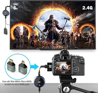 Wireless HDMI Transmitter and Receiver 4K 2 Kits, HDMI VGA Extender for PC, Laptop, Phone, Camera, Blu-ray, Netfix, DVD to Monitor, Projector, HDTV