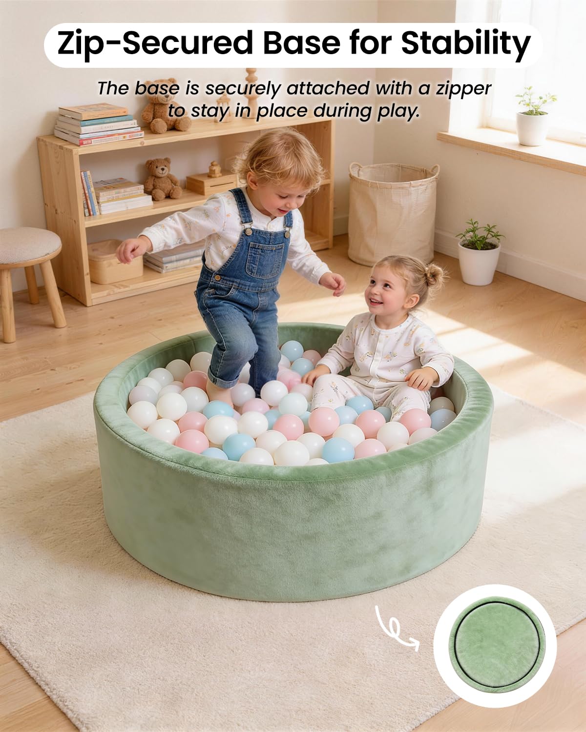 Piscine à Balles pour Bébé, Bac à Balles Rond en Mousse 90 x 30 cm, Vert