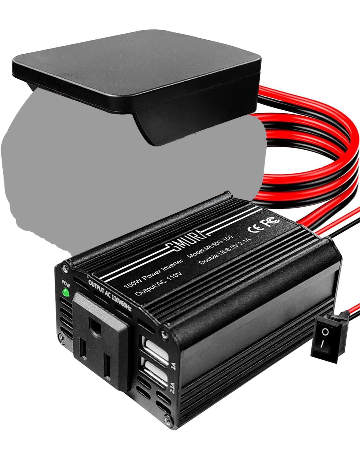 150W Portable Power Supply Inverter Fit for DeWALT 18V 20V MAX XR Lithium Battery, DC 18V 20V to AC 120V Powered Compact Cordless Inverter with Dual USB 5V 2.4A and LED Light, Battery not Included