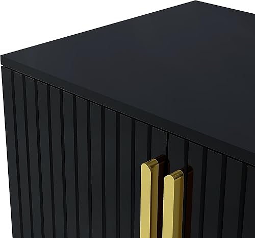 Miniatura 4 de Moderno mueble de almacenamiento para TV con 2 cajones y gabinetes, mesa consola de TV para sala de estar con patas y asas de metal para televisores