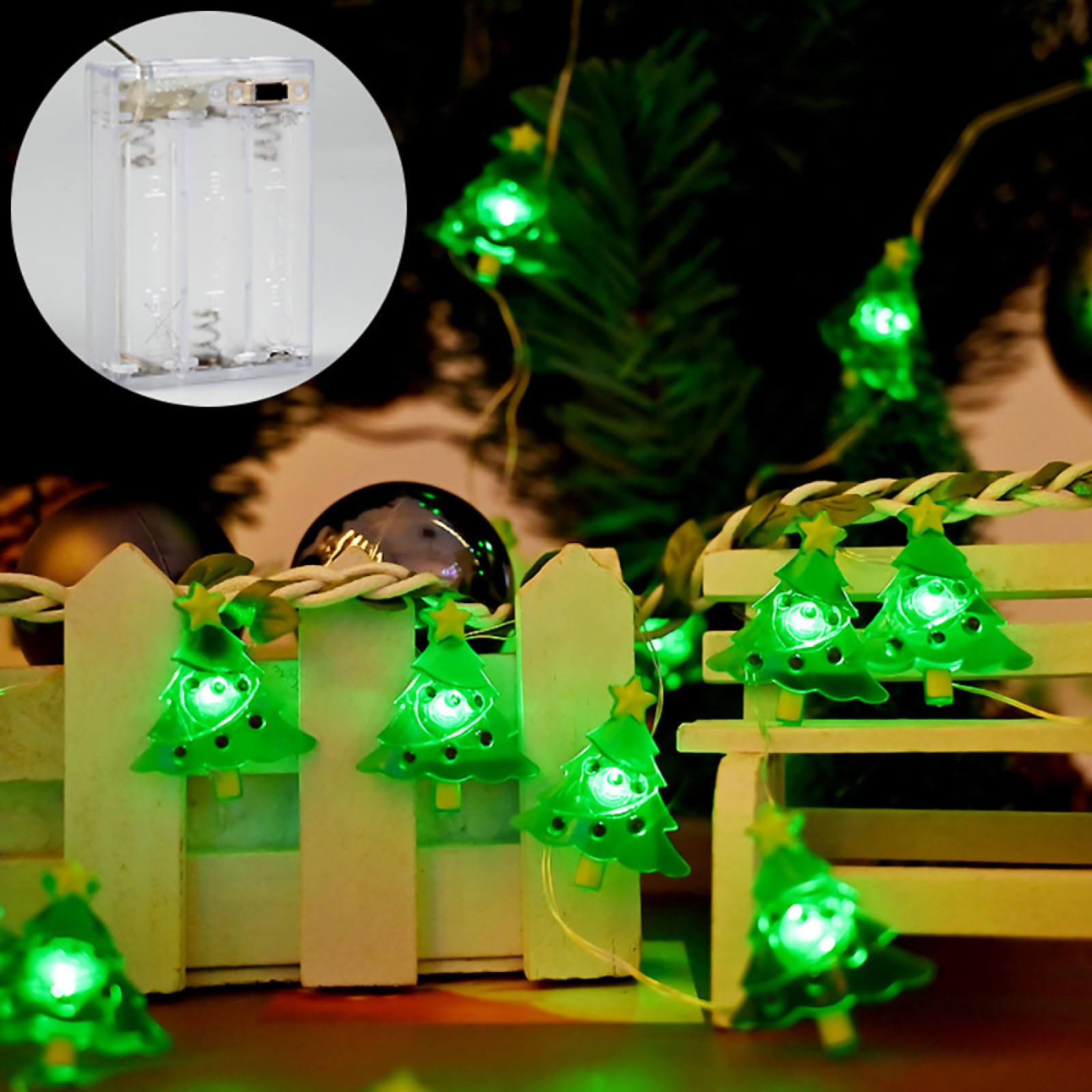 Guirlande Lumineuse à LED Sapin de Noël, Fil de cuivre Blanc, Lampe d'ambiance à thème de Jardin fête de Noël, décoration de Chambre à Coucher, Patio
