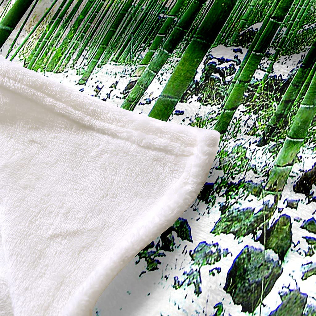 OUSIKA Coperta Pile Letto Matrimoniale 180X220Cm Bambù Verde Nella Neve Stampata Motivo, Coperte Invernale Di Flanella Morbido In Peluche Per Letto/Divano/Sedie, Leggere, Calda, Accoglienti
