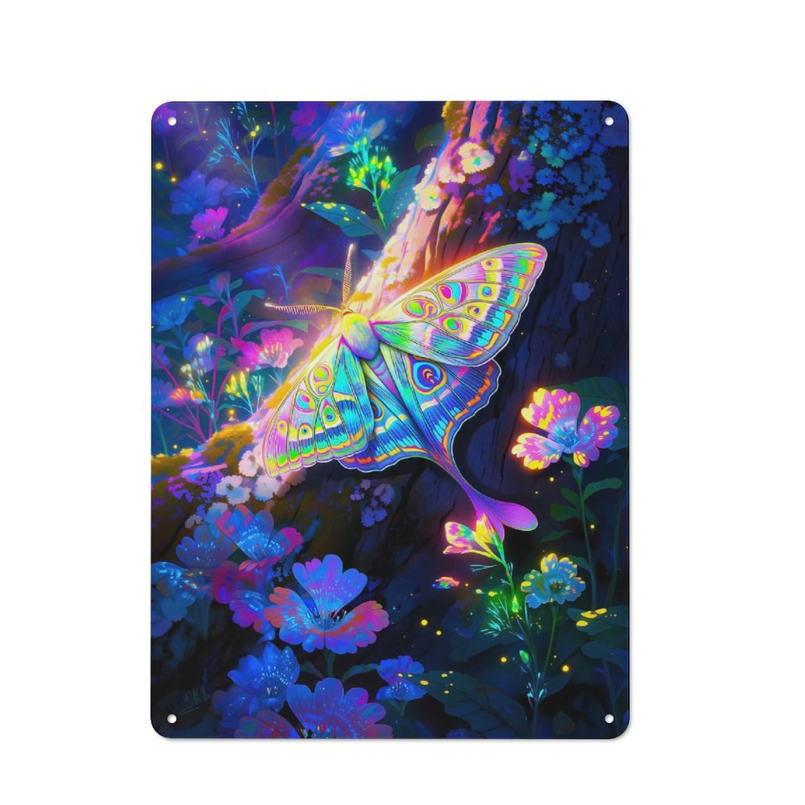 Junmoney Style Bistro Bistro Metal Sign 40X30cm Featuring Psychedelic Moth, Shop Wall Decor For Takeaway, Bar, Kitchen Or Counter Area