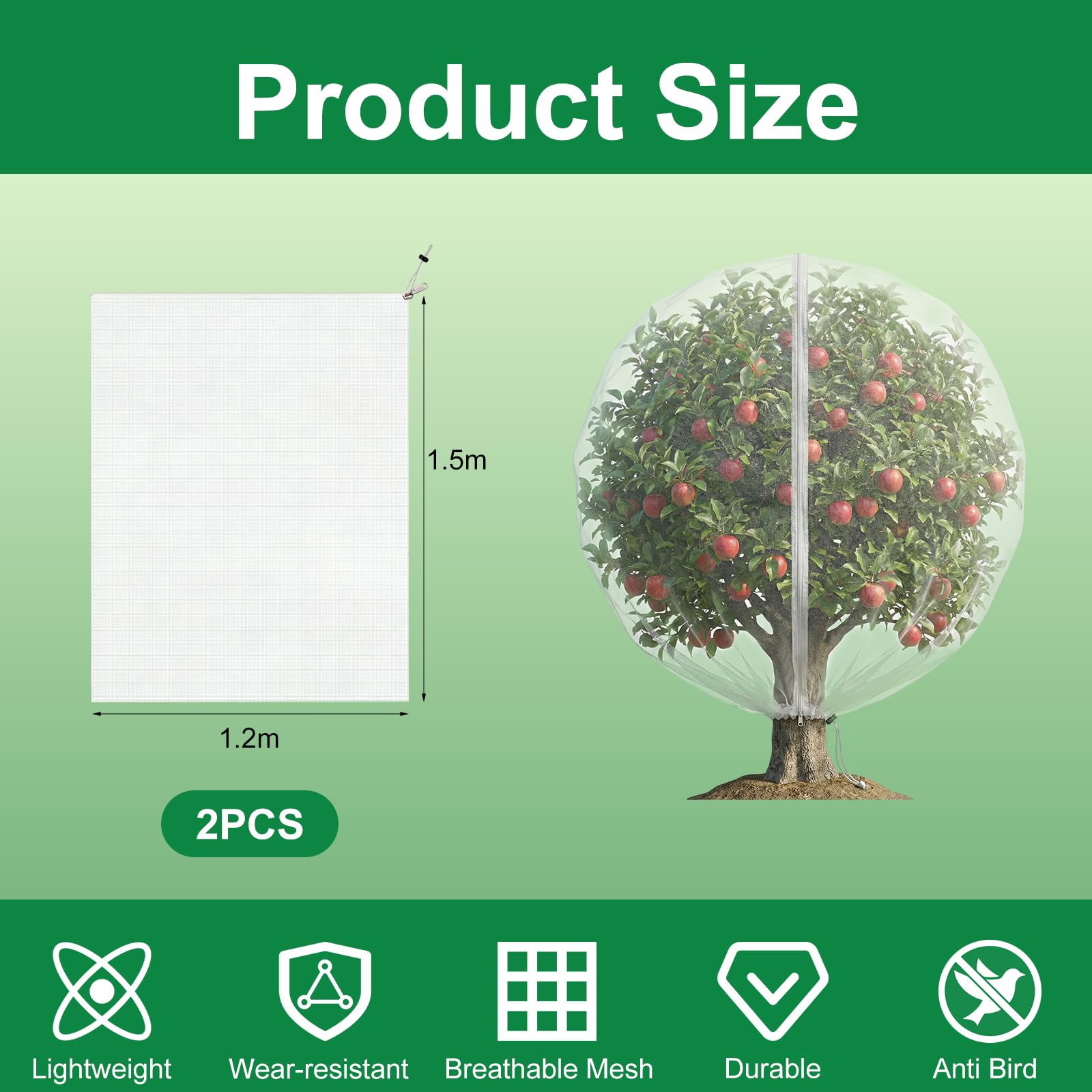 Filet Anti Insecte Arbre Fruitier Sac Protection Plantes 1.2 x 1.5 m