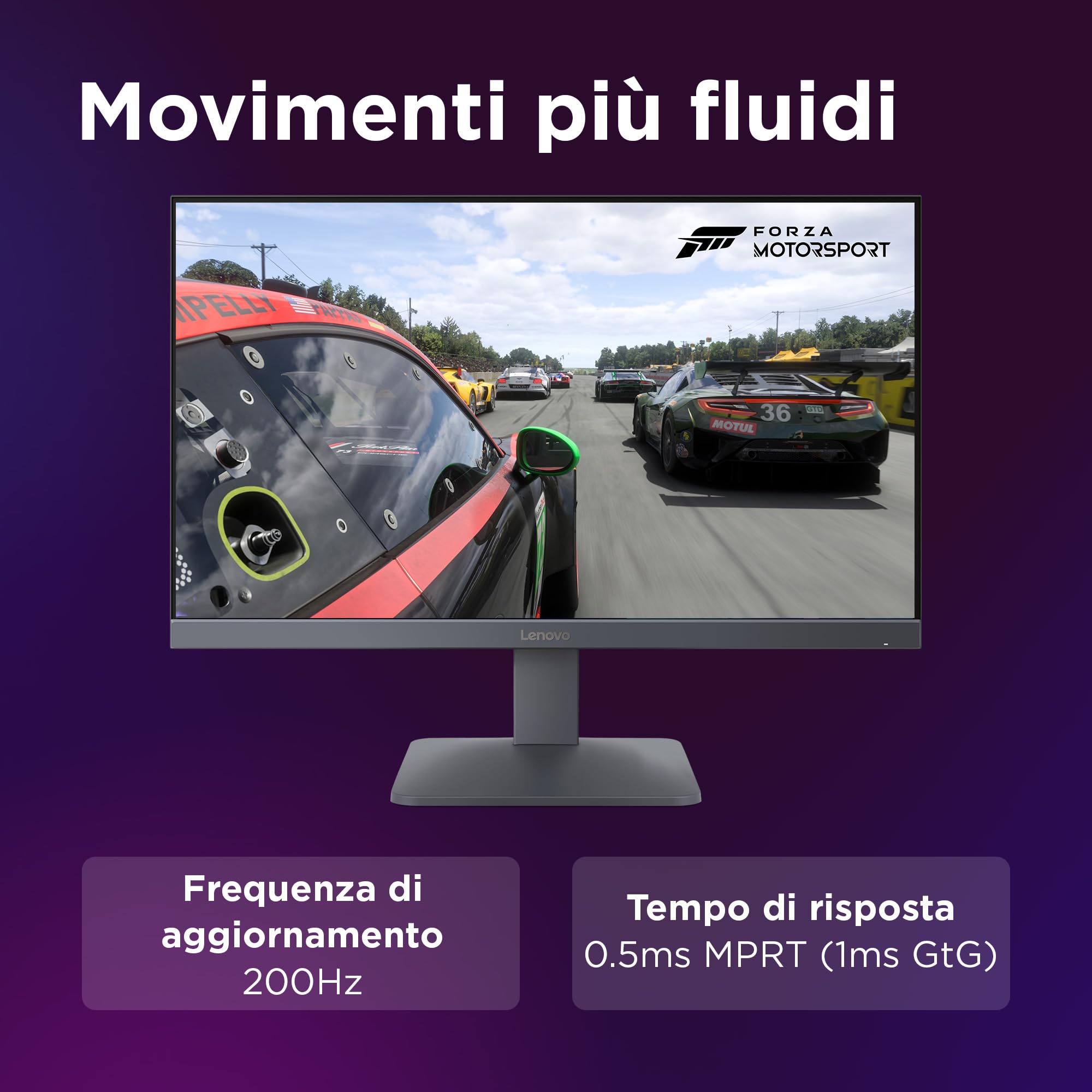 Lenovo LOQ 24-10 Monitor Gaming 24" 200Hz, 0.5 ms, IPS FHD (1920x1080) AMD FreeSync Premium, DP 1.4, 2x HDMI 2.1, VESA 100x100