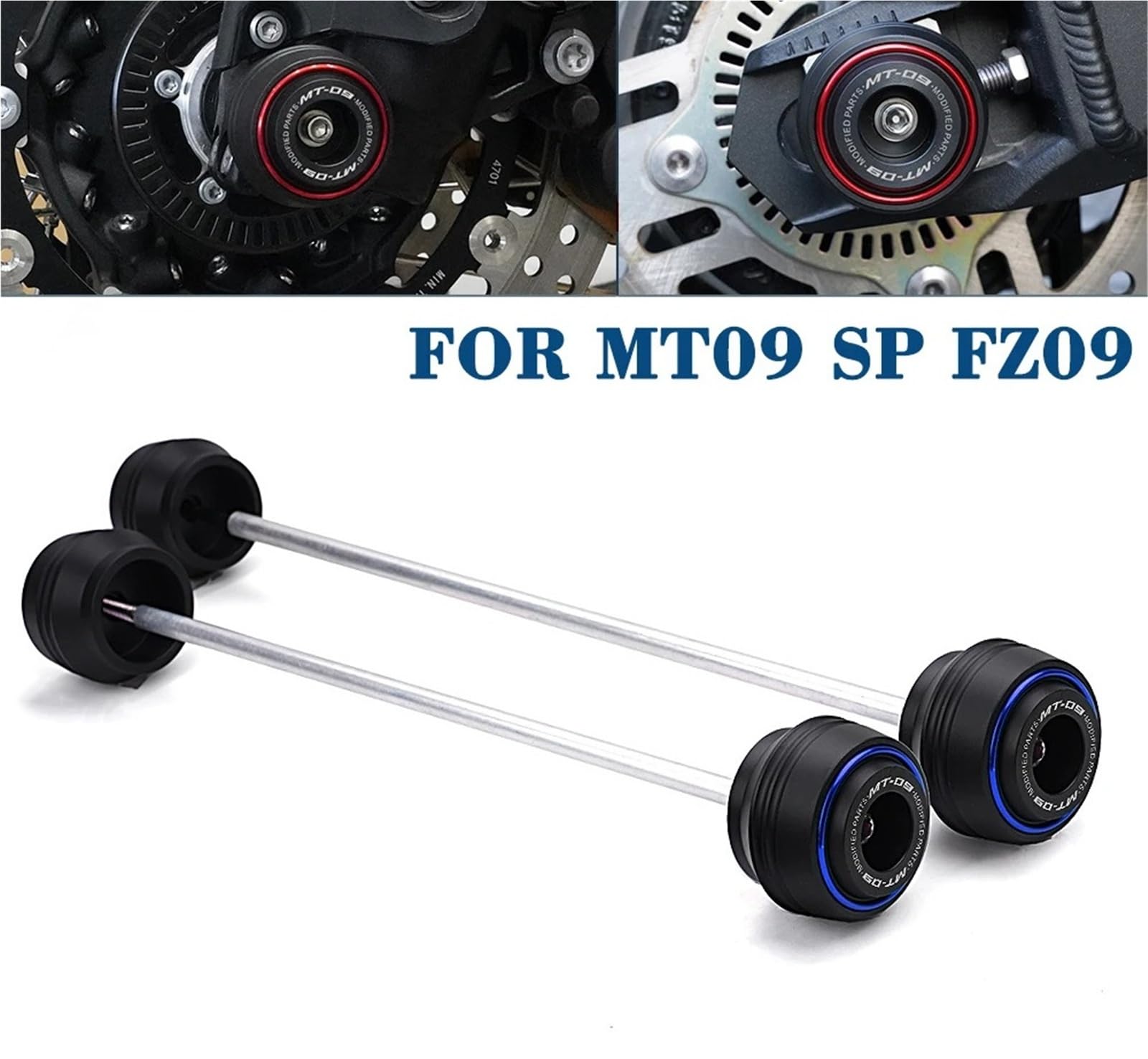Passend for Yamaha MT-09 MT09 MT 09 SP Tracer 9 900 GT Motorradzubehör Vorderrad Hinterrad Gabel Achse Gabel Sturzpad Schutzpolster(Front and Rear-Black)