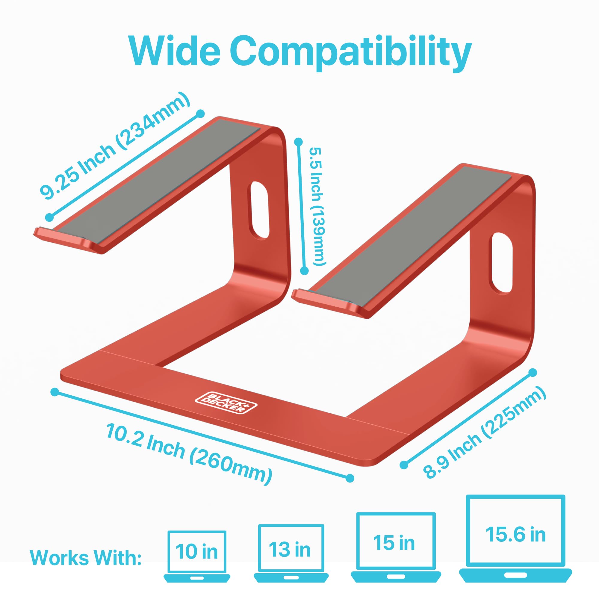 BLACK+DECKER Supporto per laptop da scrivania, supporto ergonomico per laptop per scrivania, supporto per laptop compatibile con MacBook Notebook Computer - Supporto per computer portatile - Accessori