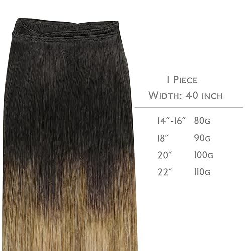 Miniatura 8 de WENNALIFE Extensiones de cabello humano real para coser, 18 pulgadas, 3.16 onzas, balayage, color marrón chocolate a rubio caramelo, atadas a mano,