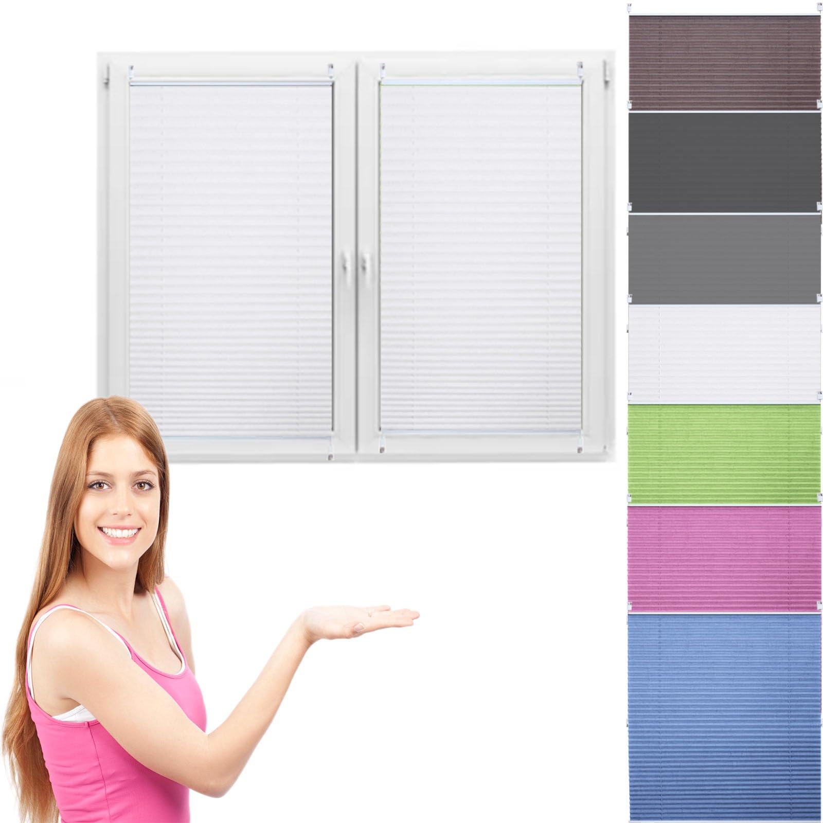 Store plissé double isolant blanc 70 x 180 cm rideau fenêtre sans perçage porte