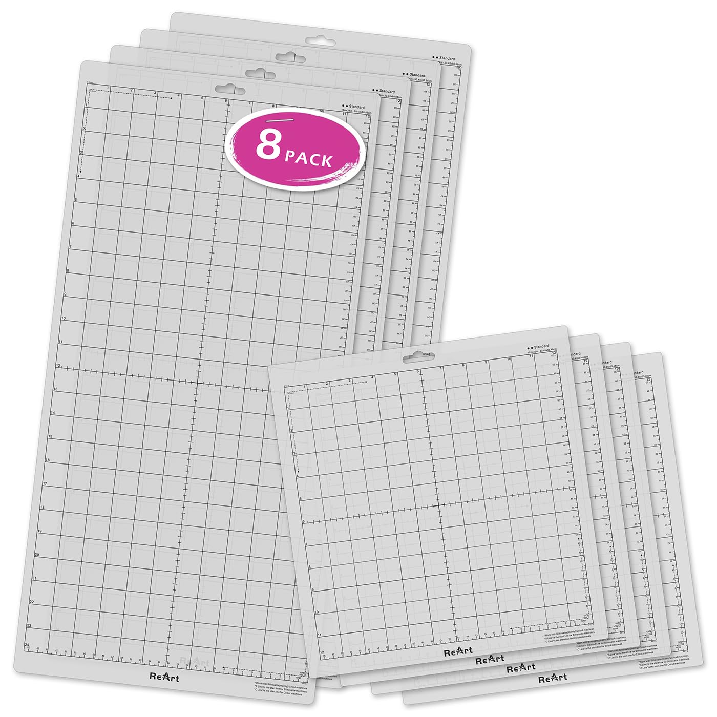 Esterillas de corte de agarre estándar para camafeo Silhouette - 12 x 24 pulgadas, paquete de 4 alfombrillas de corte adhesivas de 12 x 12 pulgadas, juego de 4 alfombrillas de vinilo mate