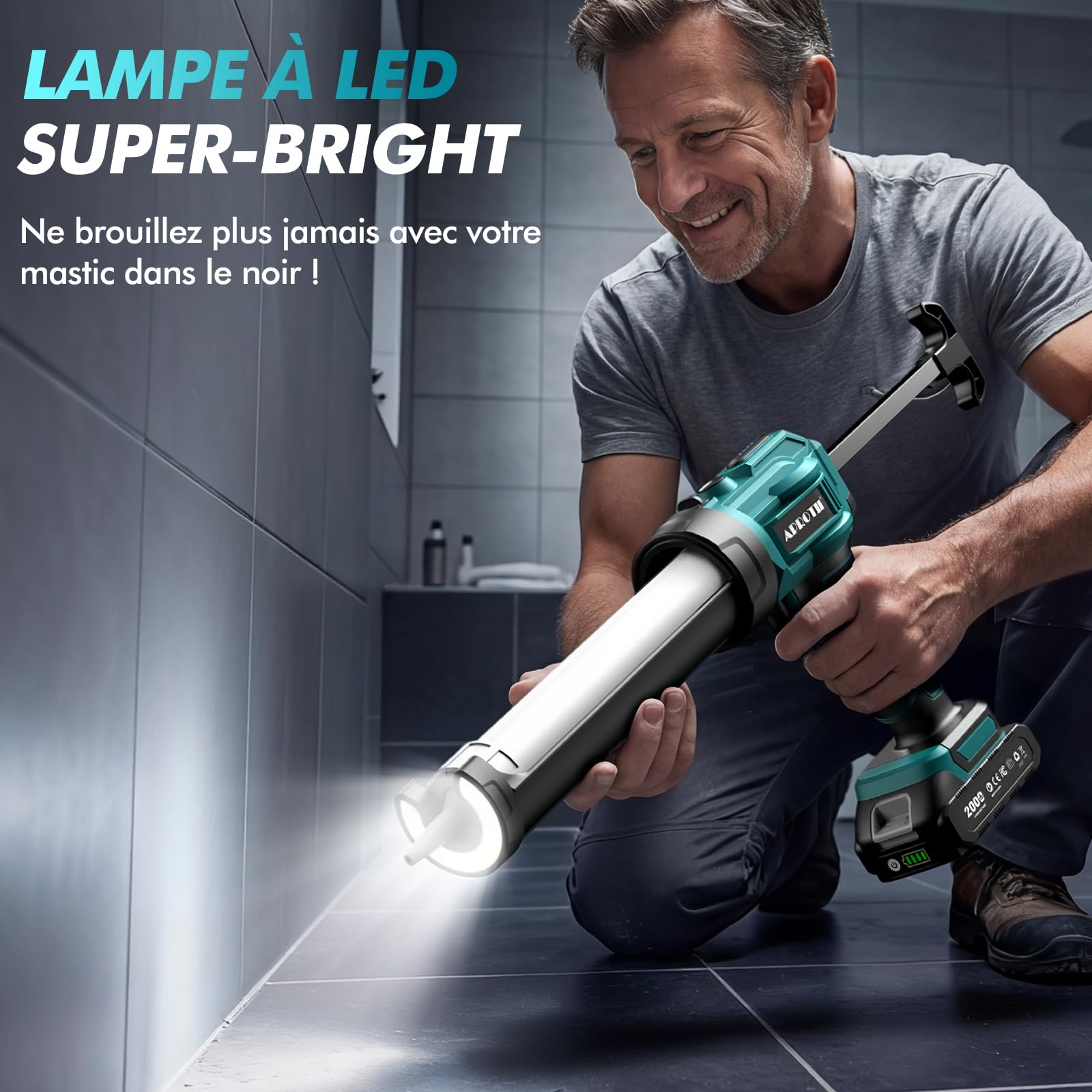 Pistolet Silicone Electrique Compatible Ma@kita 18V LED Pistolet Cartouche Calfeutrage 300 mL