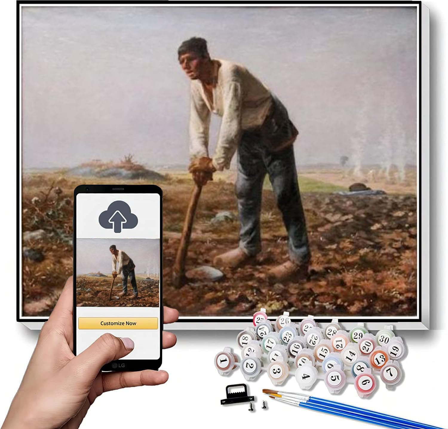 Paint by Numbers Kits for Adults and Kids The Man with The Hoe Painting by Jean-Francois Millet Arts Craft for Home Wall Decor