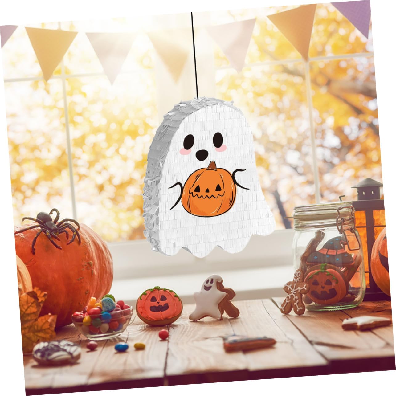 Halloween Pinata z Wiszącym Duchem Wytrzymała Piñata Słodycze Do Dekoracji Imprezowych Wielofunkcyjna Dekoracja Halloweenowa Do Wnętrz i Zewnątrz