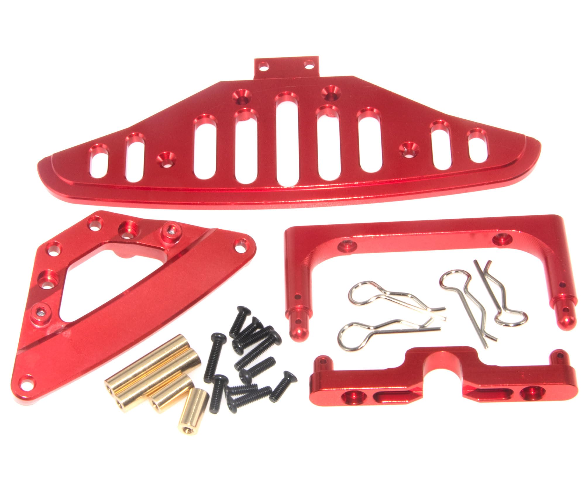 Front Bumper & Shell Pillar Fixation & Body Post Compatible with 1/14 MJX Hyper Go 14301 Upgrade 14302 14303 Rc Car Aluminum Alloy Part(Red)