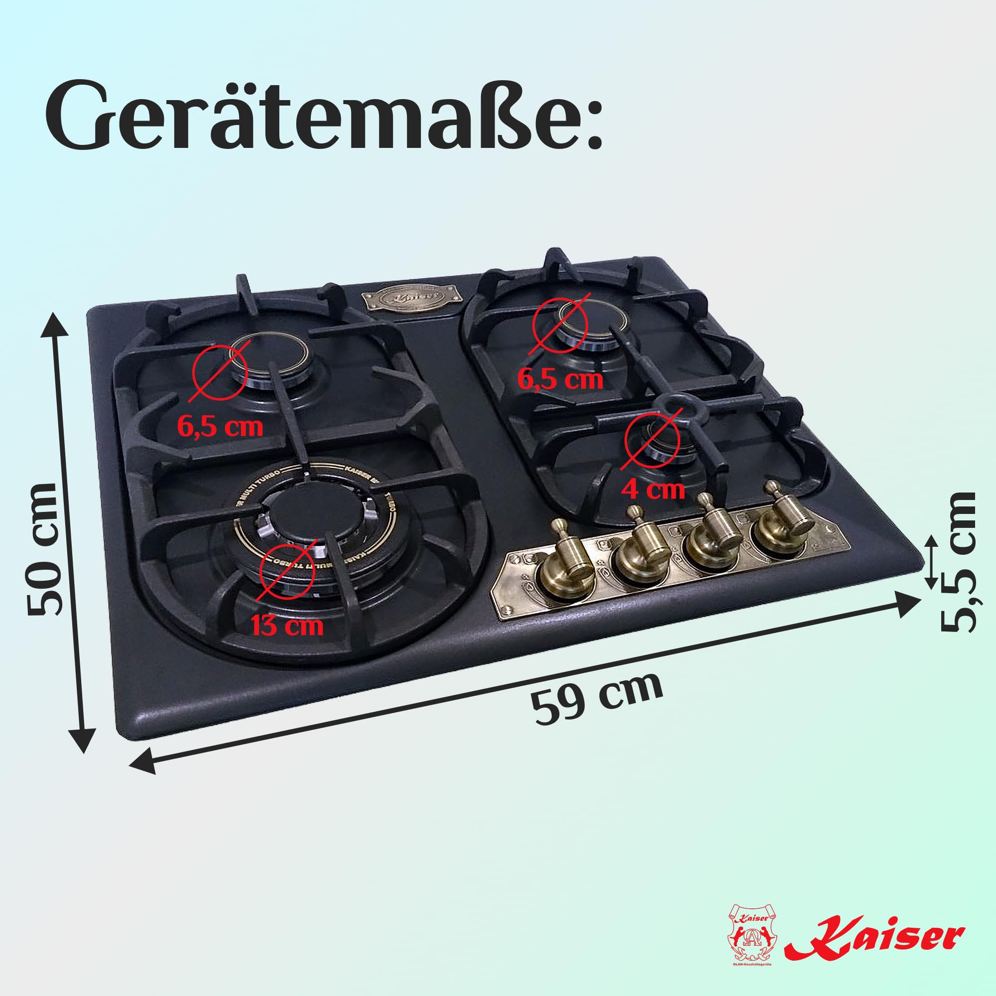 Kaiser Zestaw piekarników EG 6345 Em+KG 6325 Em, piekarnik gazowy do zabudowy 67 l + retro kuchenka gazowa, 60 cm