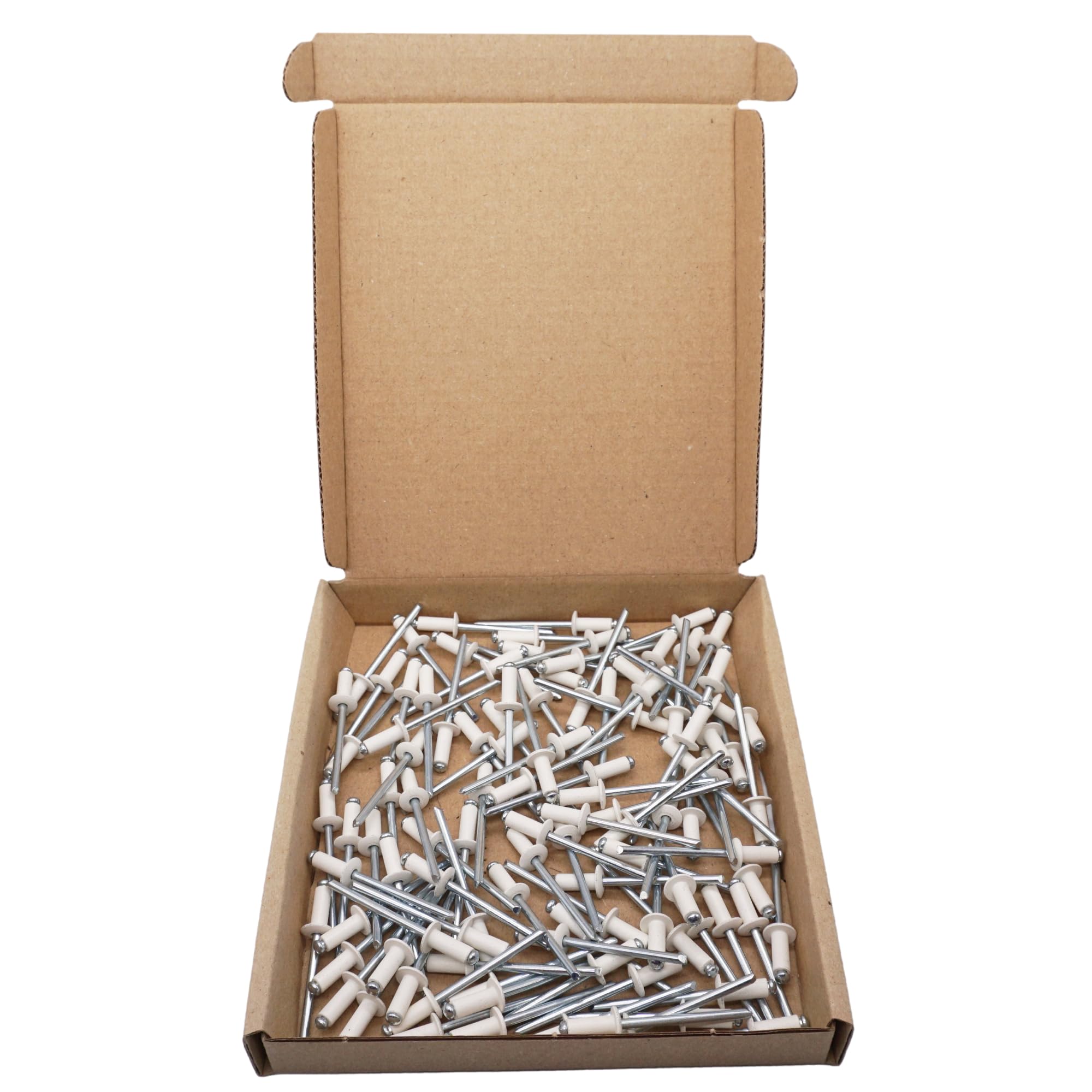 SKIR'CO (100 szt.) Malowane nity zrywalne 4,0 x 10 mm, aluminiowe nity zrywalne, DIN 7337, głowica kopułowa, trzpień stalowy, nity pop (czysta biel RAL 9010)