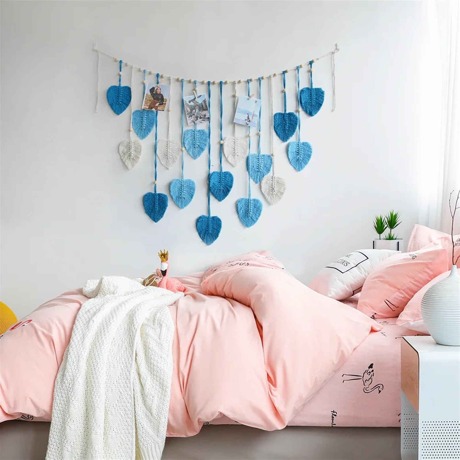 Blatt Makramee Wandbehang Gewebter Wandteppich Blätter Quasten Ornamente Home Wohnzimmer Hochzeitsdekoration Handgemachte Kunst Für die Dekoration von Wänden(Blue)
