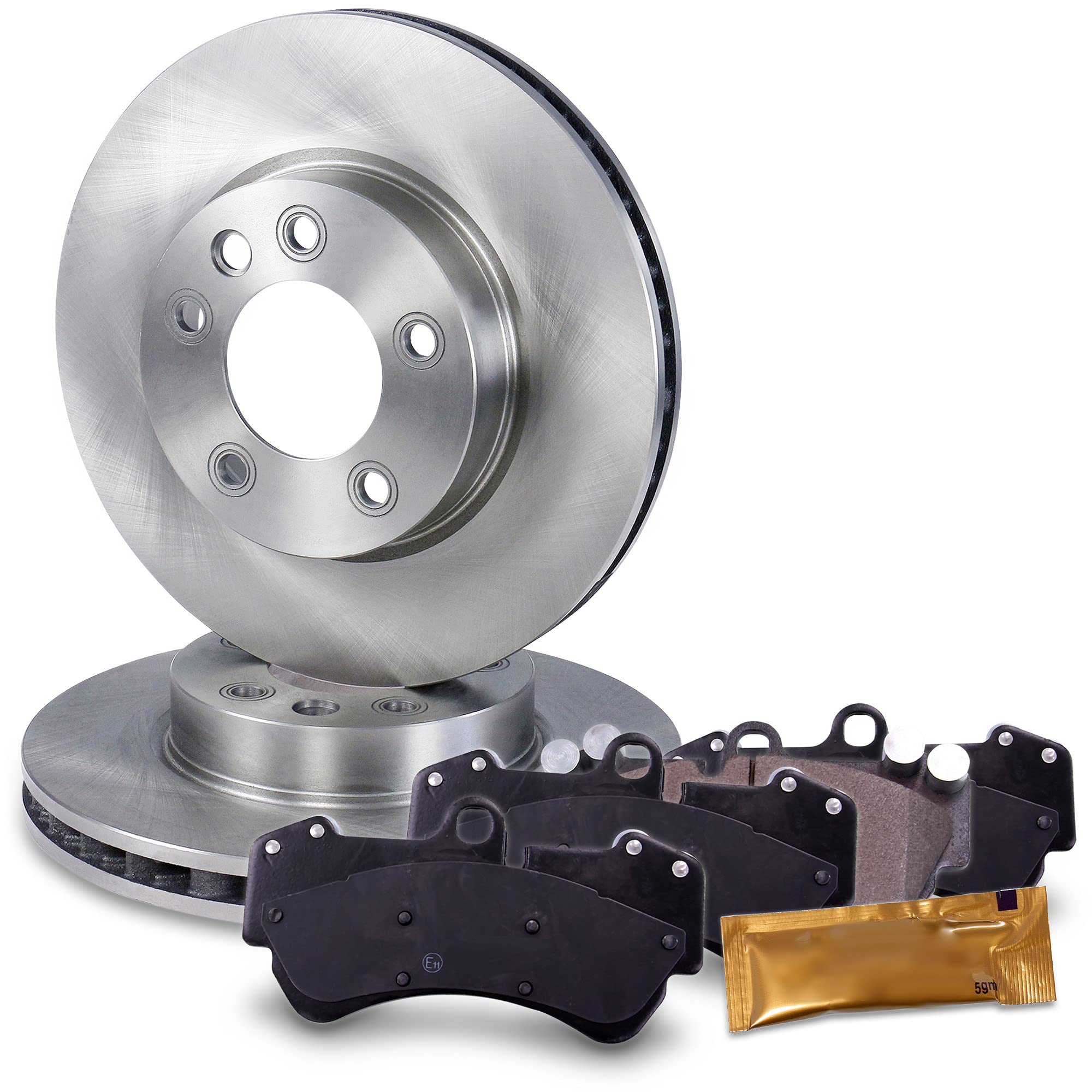 BESTPRICE Juego de frenos eje delantero incl. discos de freno ventilados Ø 330 mm + pastillas de freno delanteras, compatible con PORSCHE CAYENNE (9PA), VW TOUAREG (7LA, 7L6, 7L7)