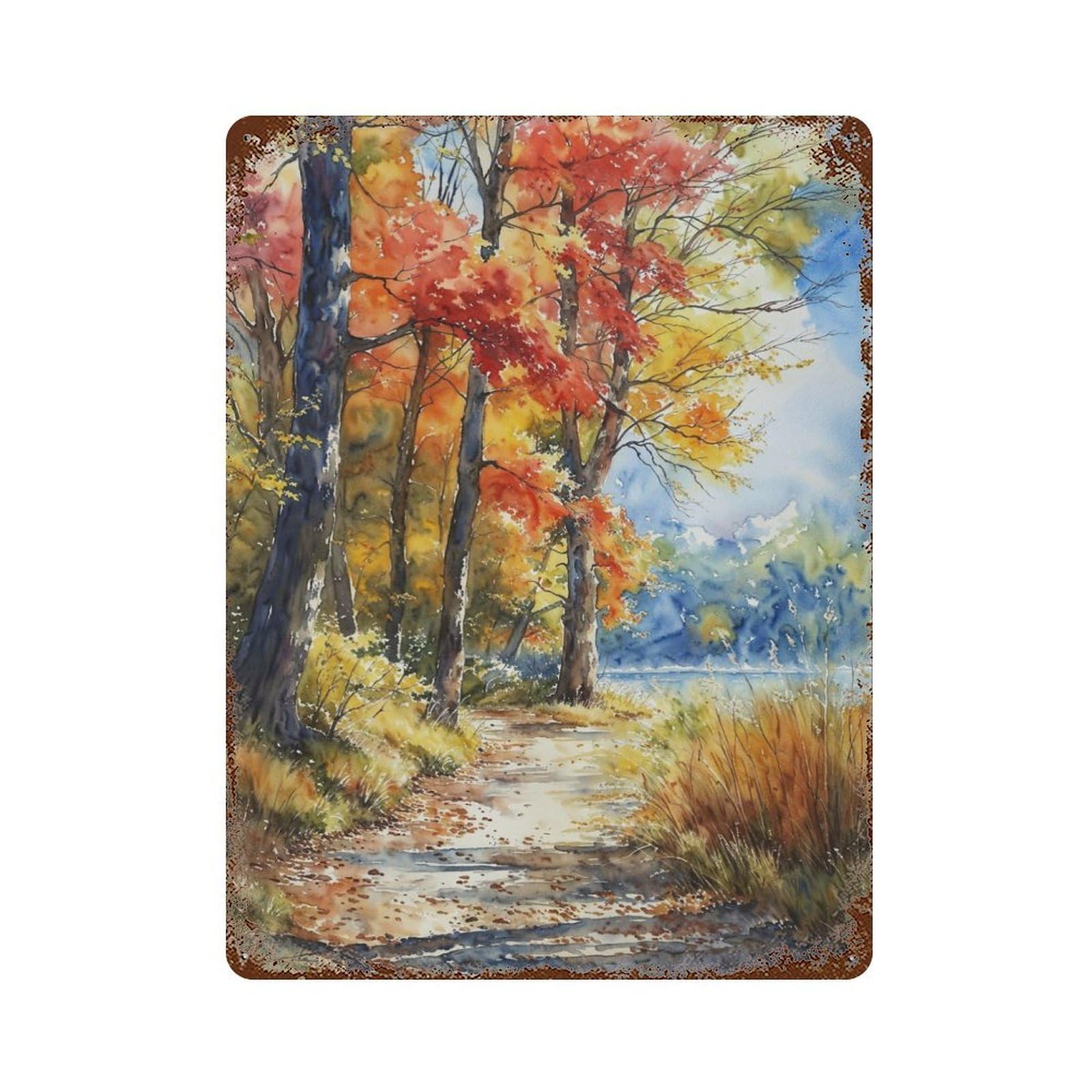 Riverside Blaze Rustic Tin Plaque 15.7"x11.8", Ideal for Shed, Workshop And Garage Wall Decor