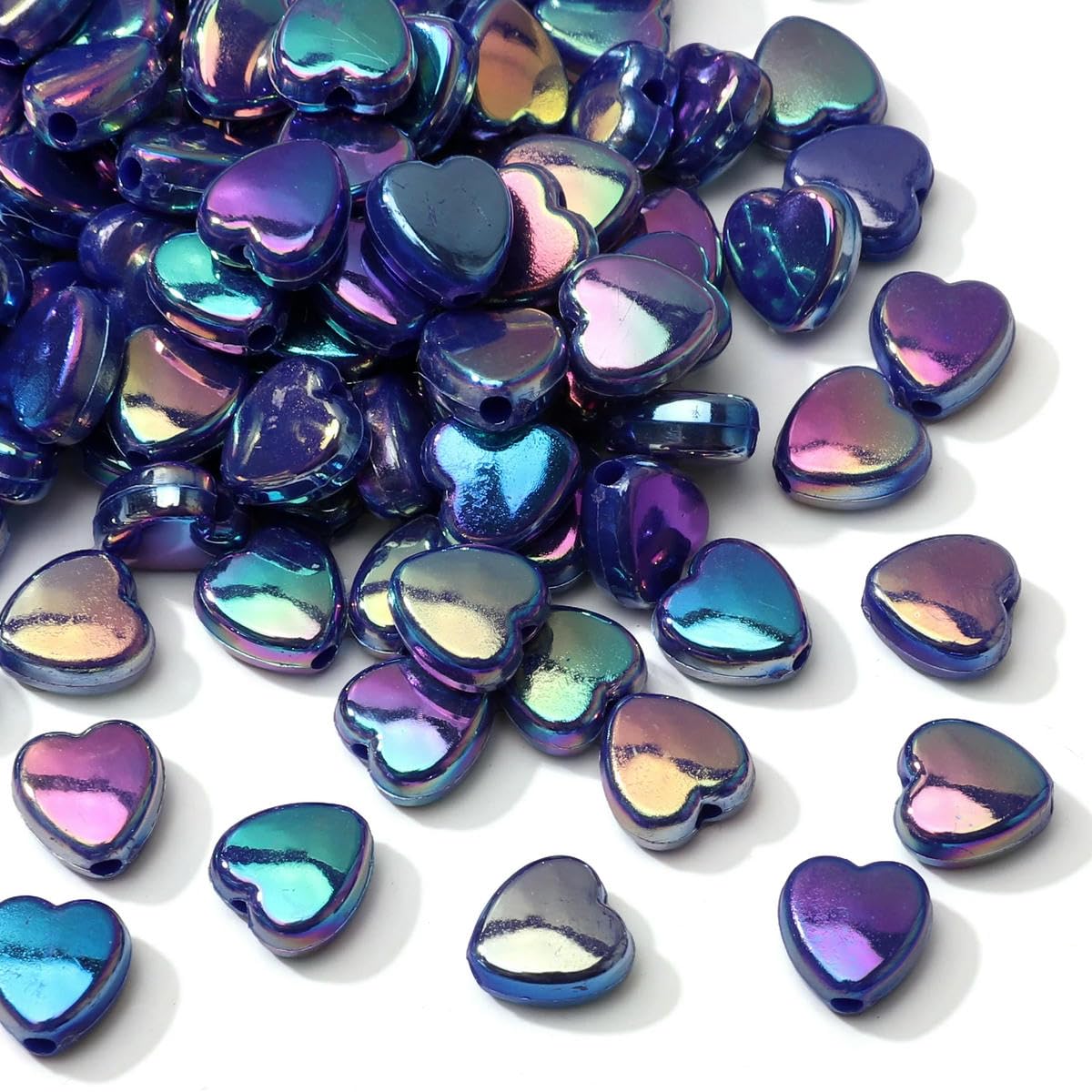 HUIOYG 100Pcs 8×9mm Acrylic Heart Beads Loose Spacer Beads for Handmade Jewelry