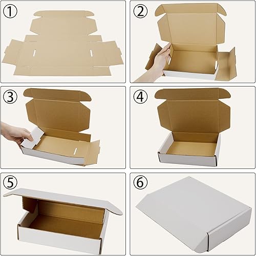 Miniatura 83 de Cajas de envío de 6 x 6 x 2 pulgadas, paquete de 25 cajas de cartón corrugado marrón para pequeñas empresas, embalaje y correo Marrón,Blanco