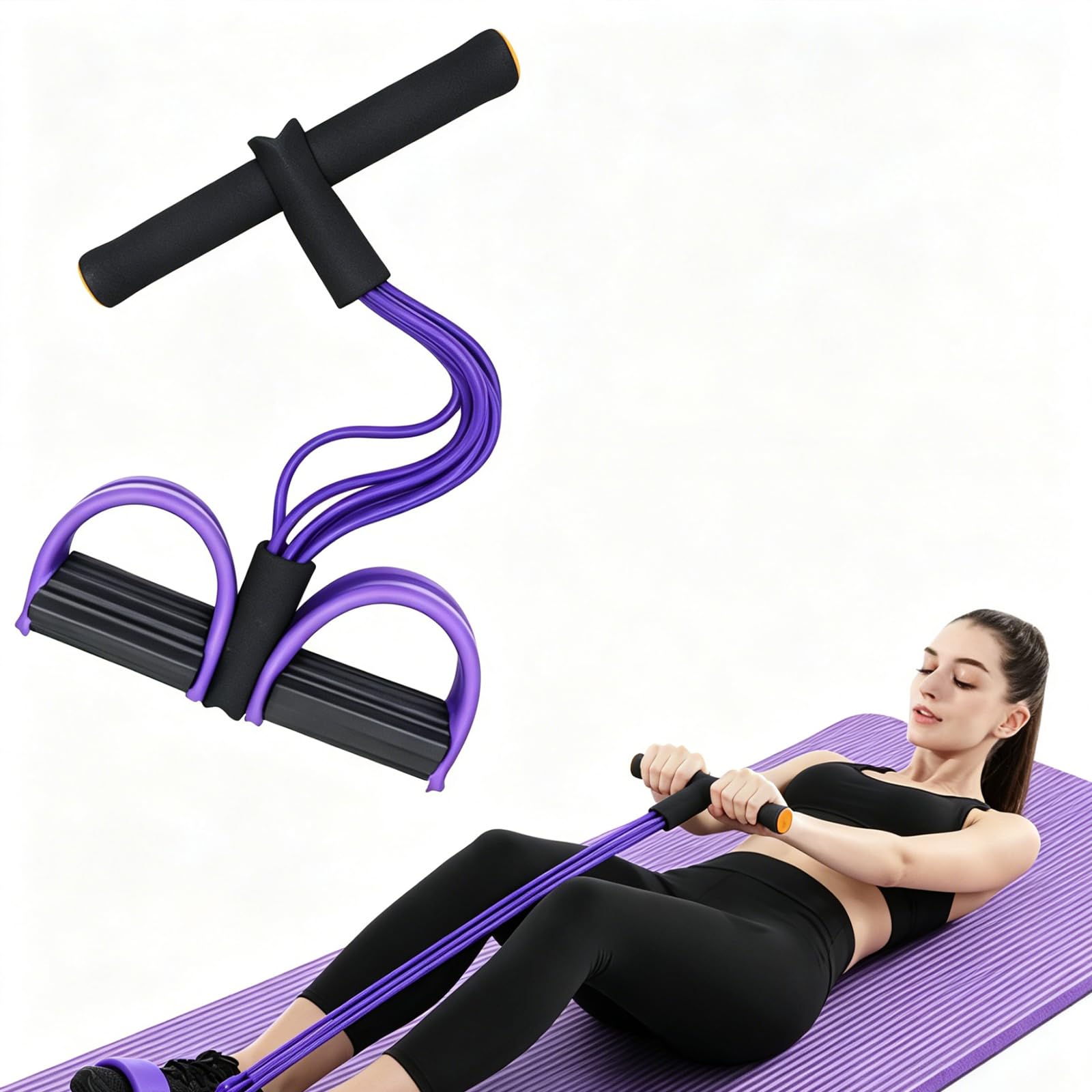 6 Tubes Foot Pedal Resistance Band, Pedal Resistance Bands with Handle