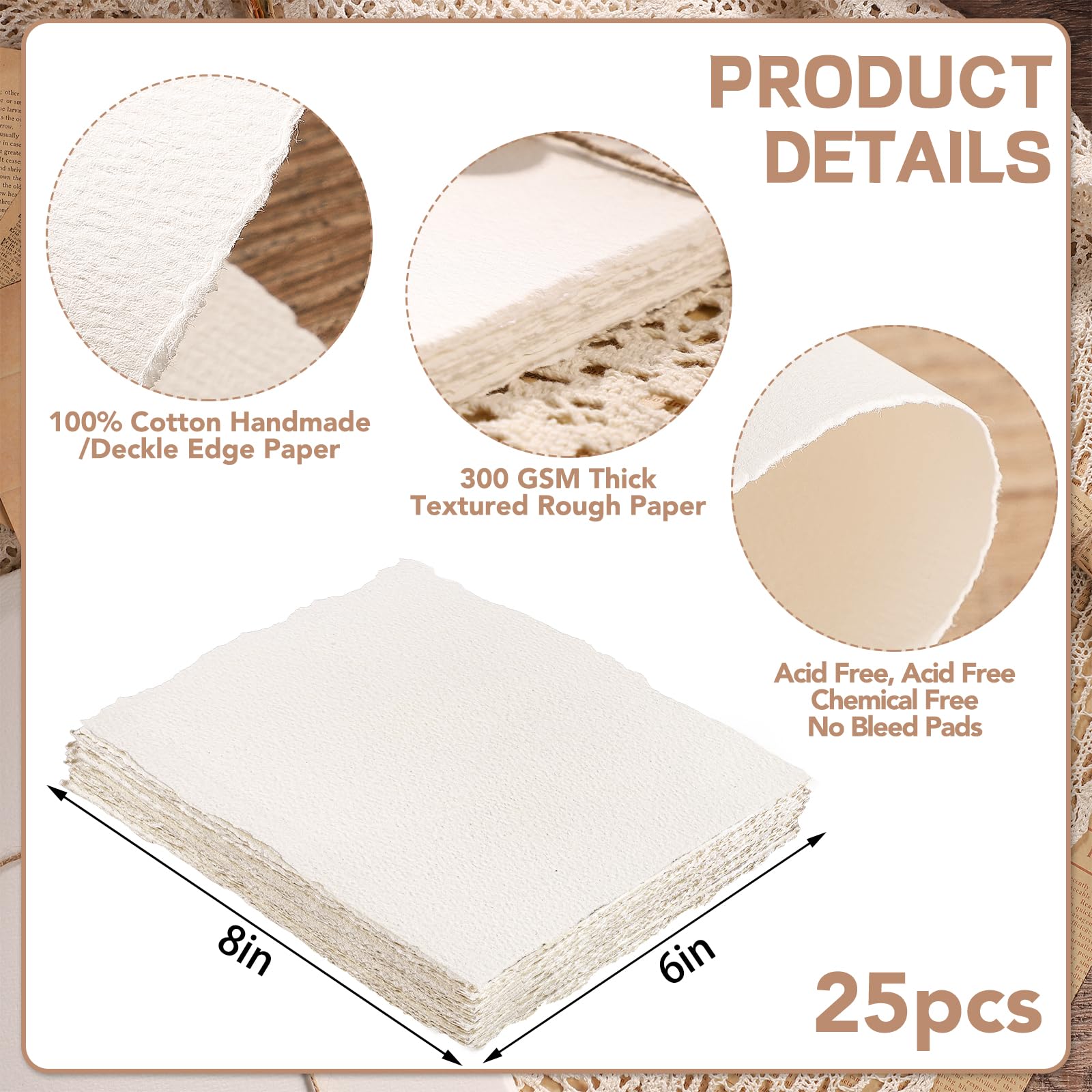 25 Sheets 300 GSM Handmade Watercolour Paper - Image 2