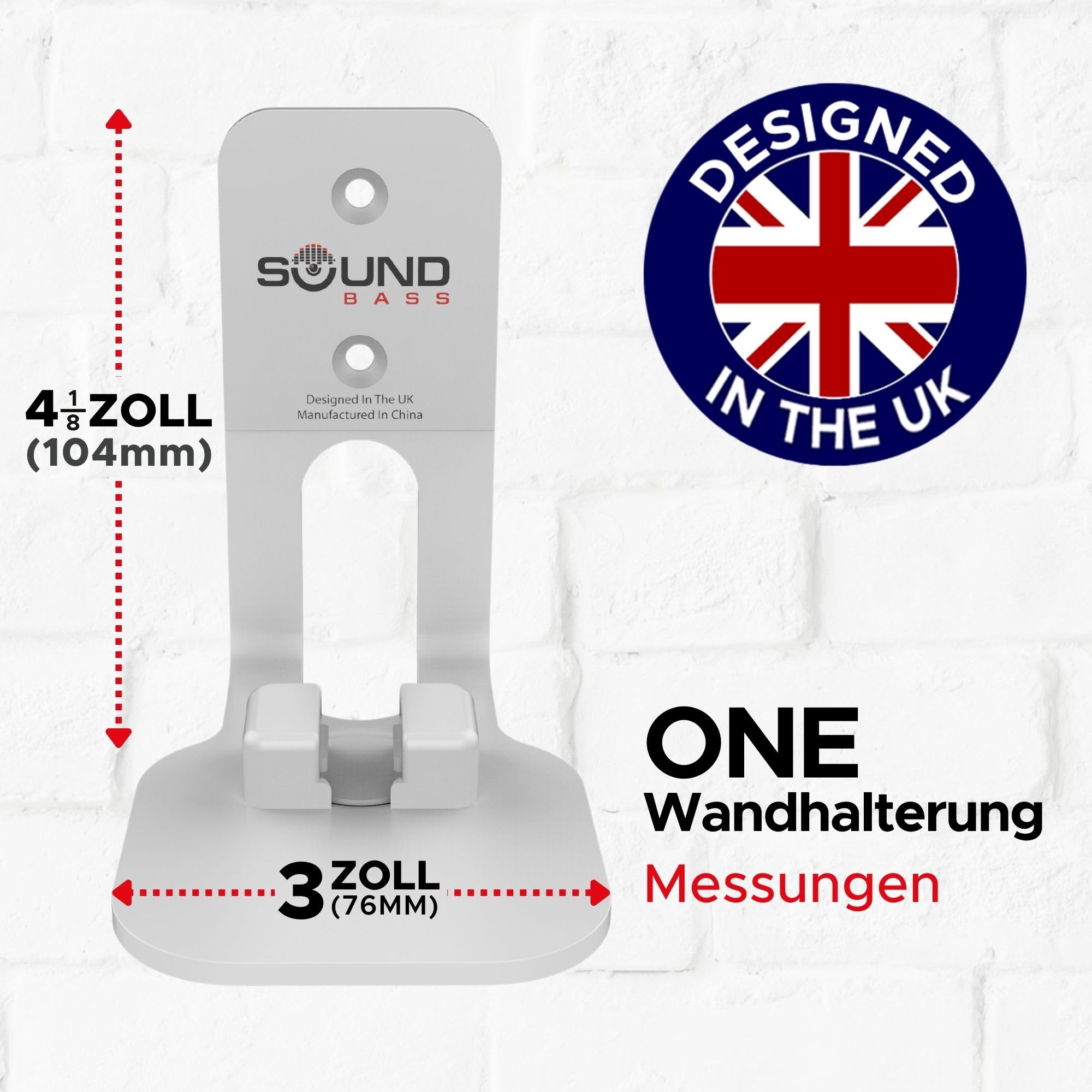 ONE, ONE Gen 2, ONE SL & Play:1 Wandhalterung, Doppelpack, weiß, kompatibel mit Sonos ONE, ONE Gen 2, ONE SL & PLAY1 Lautsprecher