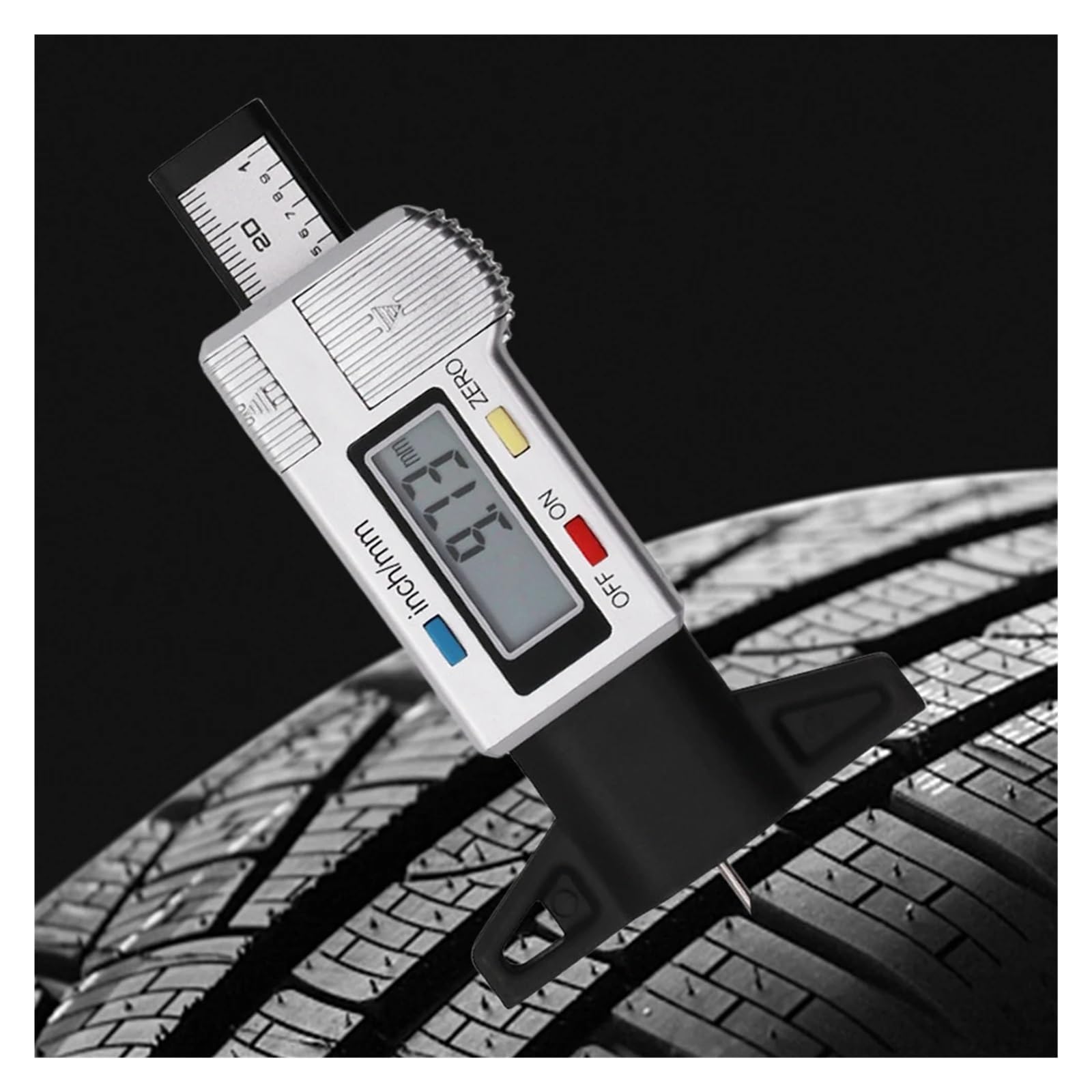 Medidor Digital De Profundidad Banda Rodadura, Neumáticos Coche Con Batería, Pantalla Grande, Detección Desgaste Automóvil, Calibrador Medición MedicióN De PrecisióN(Silver 8PCS)