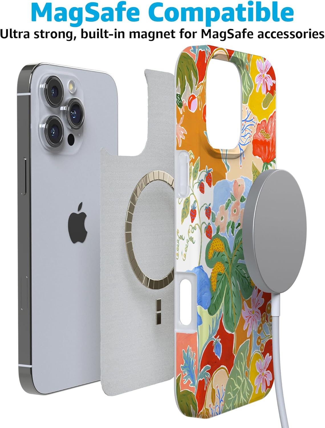 Casely iPhone 16 Pro Case | Botanical Blooms | Floral Patchwork | Compatible with MagSafe | Classic Ultra Slim Design