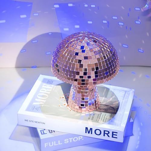 Miniatura 10 de Bola de discoteca de hongo plateado, bola reflectante de espejo de discoteca, luces de bola de discoteca de 4.8 pulgadas para fiestas inolvidables