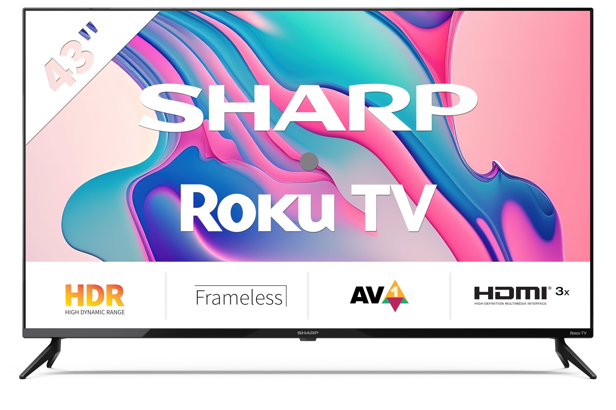 SHARP 43FD2E Full HD Smart TV, (108 cm/43 Zoll, Roku TV nur in Deutschland verfügbar, Rahmenlos, HDR10, Dolby Digital) | HDR10, AV1-Codec, 3 HDMI, WLAN, ohne Rahmen