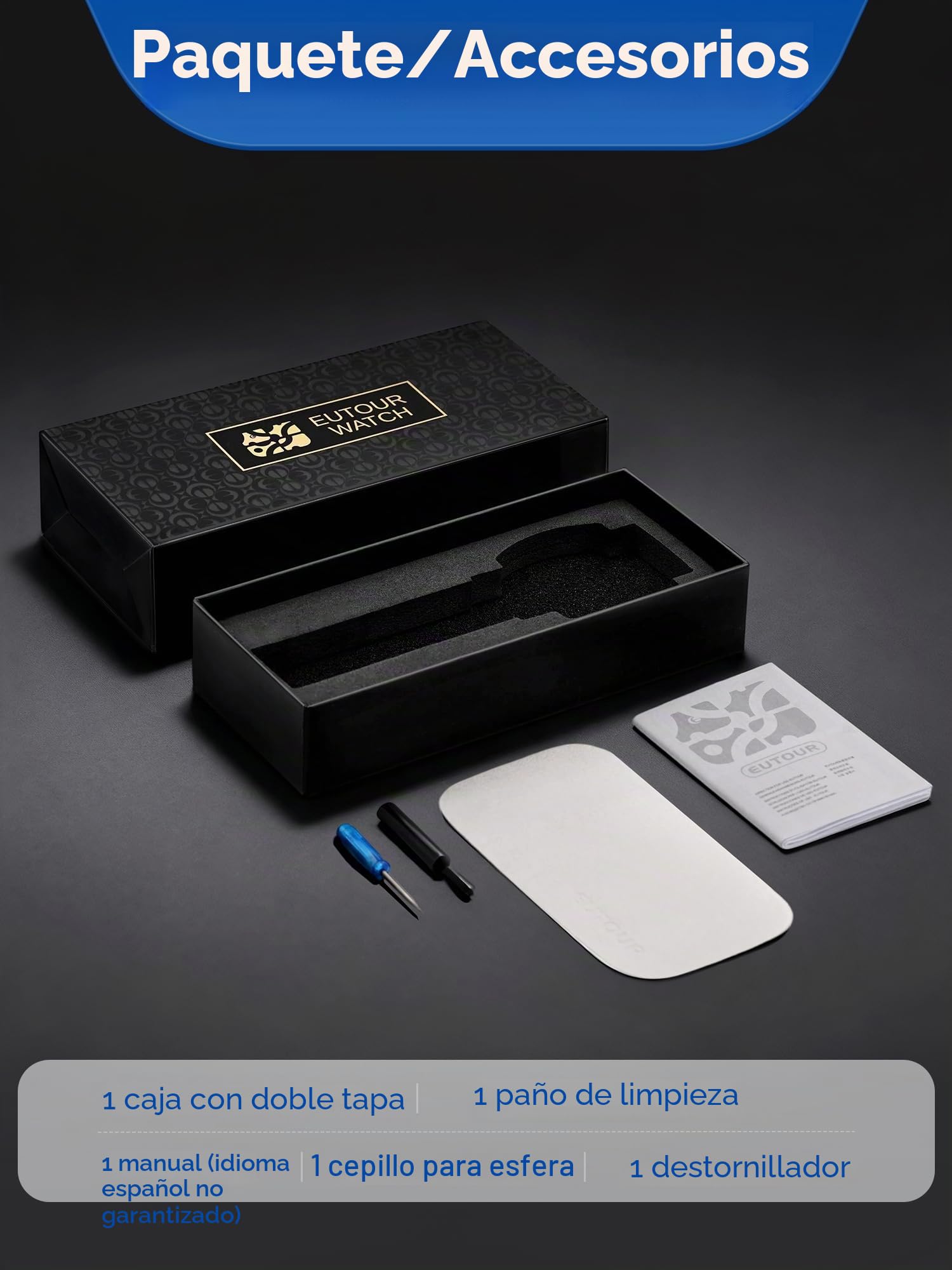 EUTOUR Relojes para Hombre de Bolas Magnéticas, Espejo Esfera de 40mm, 5ATM Impermeable, Reloj Analógico de Cuarzo con Correa de Silicona