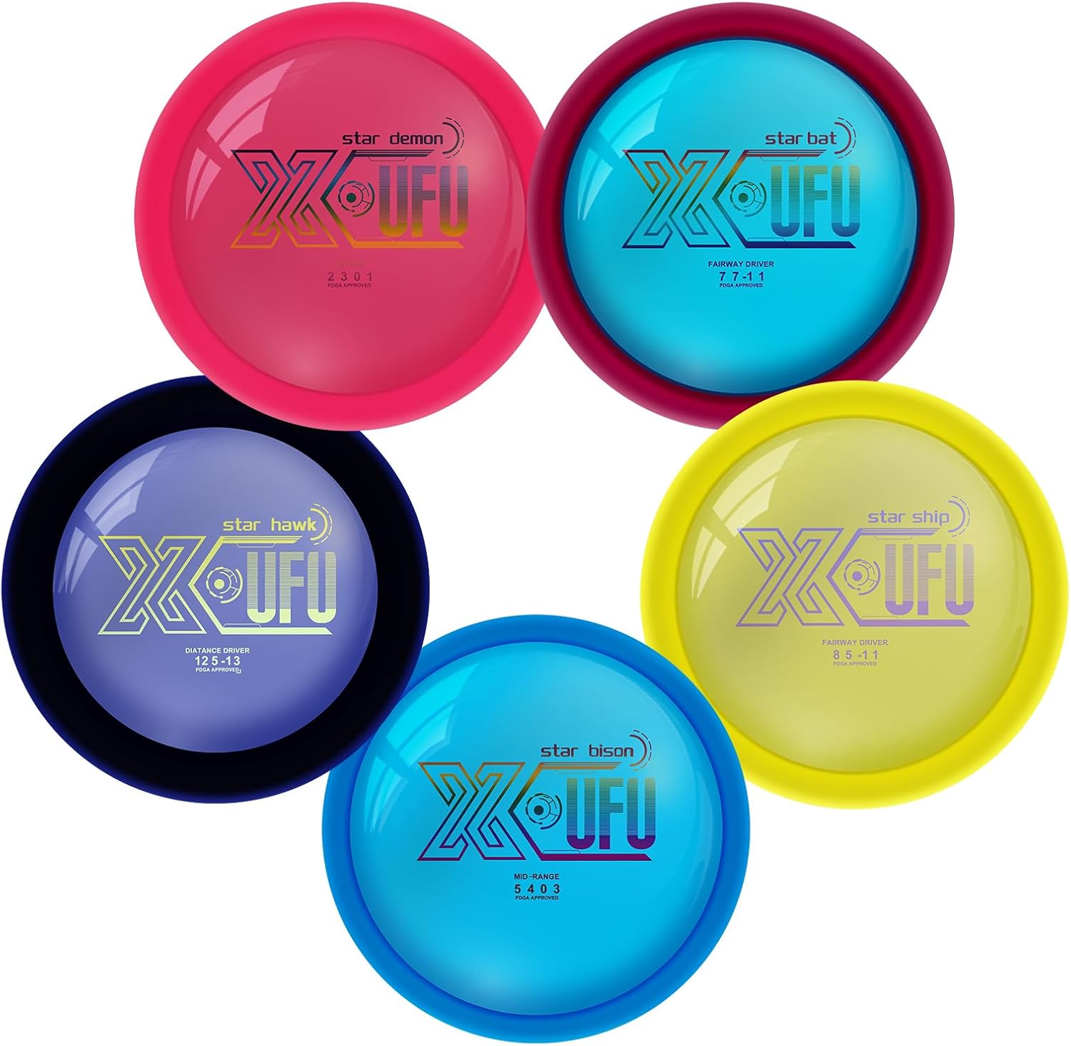 X-UFO Disc Golf Starter Set, Colors are Slightly Off 163-175g – Disc Golf Putter, Driver, Mid-Range, Golf Disc Set, PDGA Approved
