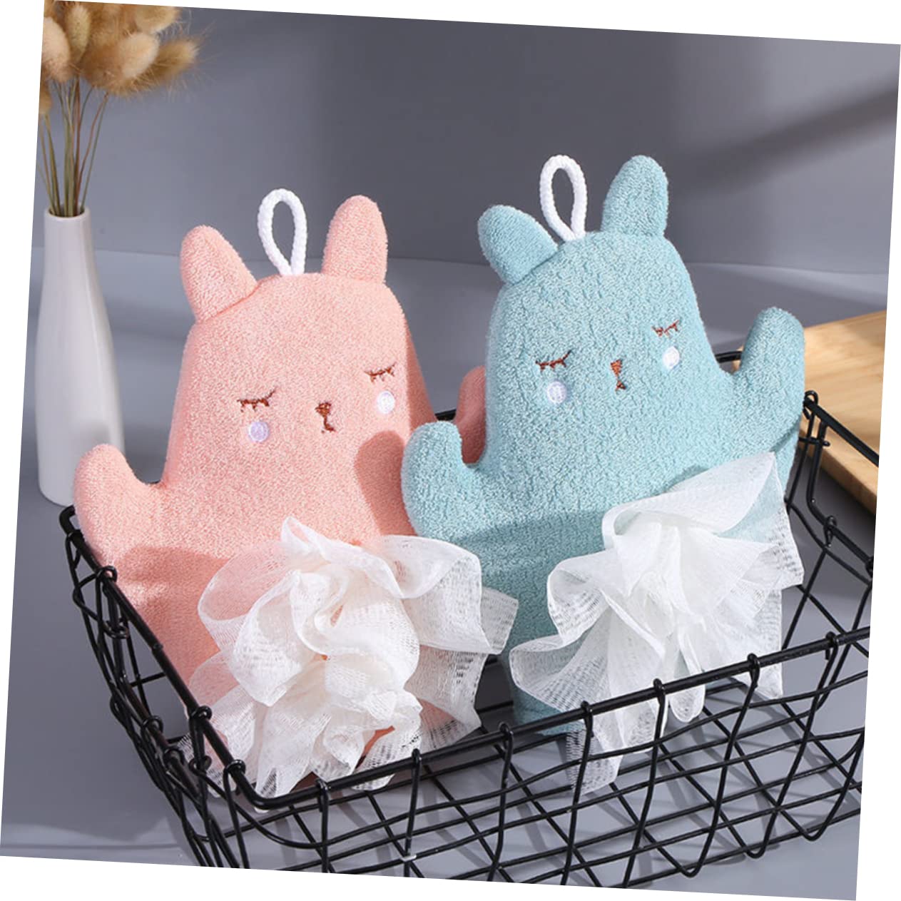 PLAFOPE 3 Piezas Guantes de baño de conejo esponja vegetal guante exfoliante para el cuerpo guantes exfoliantes para spa exfoliante corporal proposito doble Accesorios Maleza