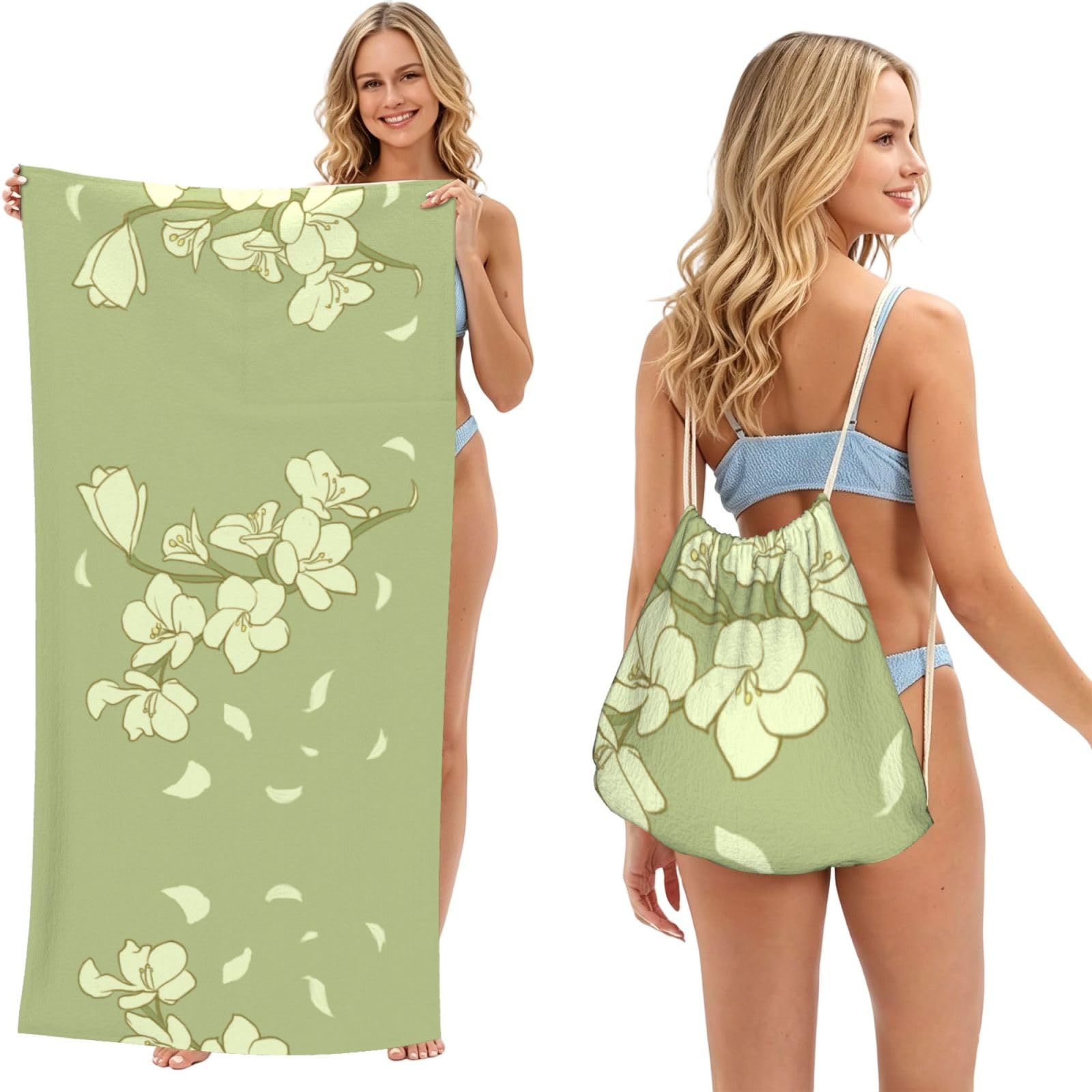 SXZVVBN Cartoon Begonia 2-in-1 Beach Towel Bag, Quick Dry Sand Free Travel Towel Backpack for Adults
