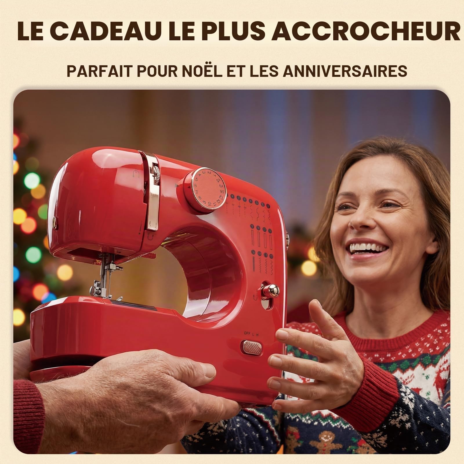 520Plus Machine à Coudre électrique pour Débutants avec 16 Points, Double Aiguille, Couture en Marche Arrière, Pédale, Portable Couture pour Bricolage à Domicile et Réparation de Tissus