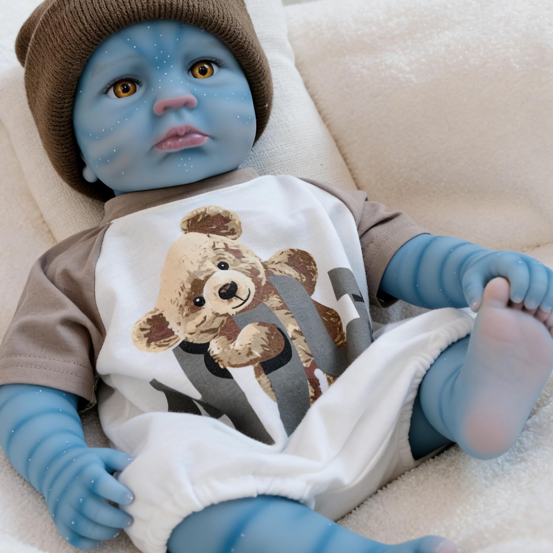 48 cm anatomicamente corretto Avatar Alien Reborn Baby Boy Doll Full Silicone Real Life Neonato Avatar Bambole che sembrano reali e si sentono reali set regalo per bambini dai 3 anni in su e
