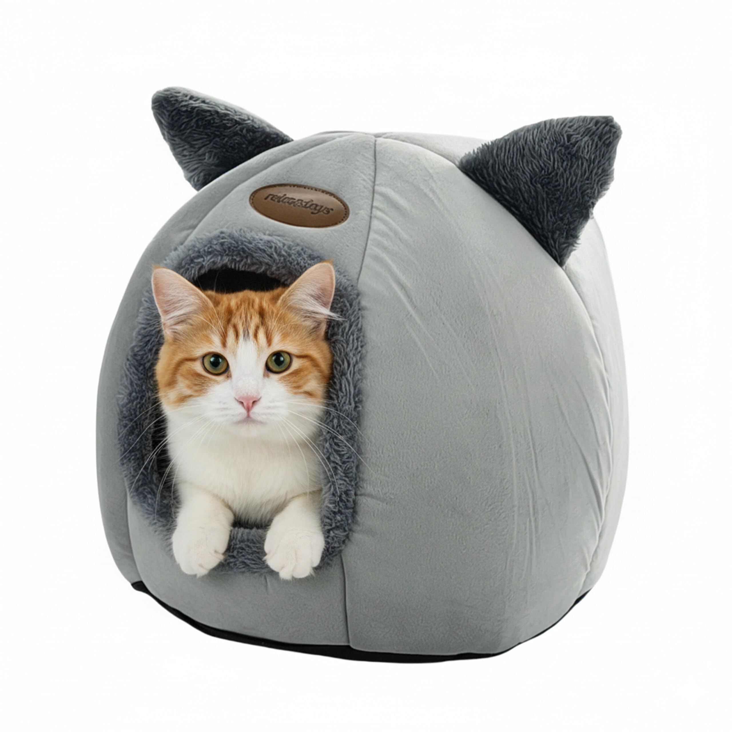 Lit pour chat en tissu moelleux gris Relaxdays de 37x44x44 cm pour salon moderne