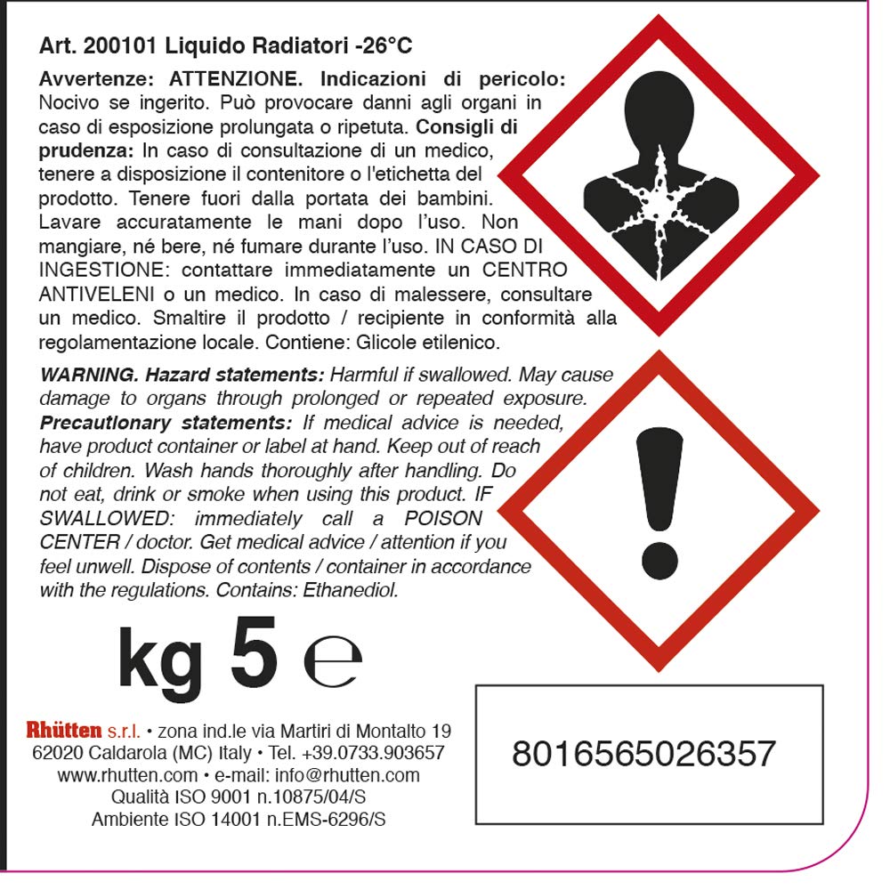 Liquide Radiateur -26 °c 5 kg