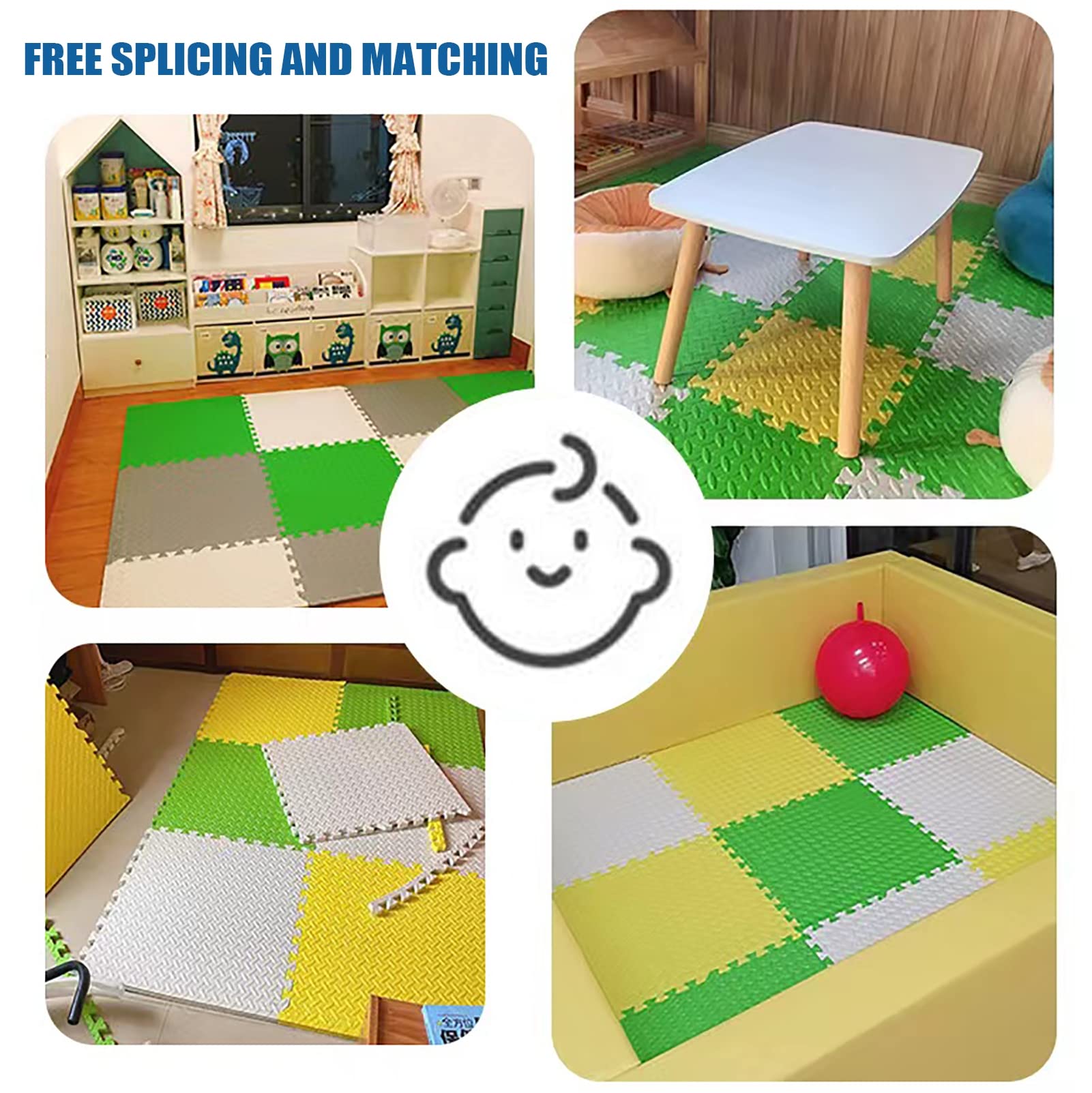 4/6/8/12Pcs piankowe maty do zabawy,Łączące się płytki, Puzzle Playmat na podłogę,Puzzle piankowa mata dla dzieci, Ćwiczenia siłowni z granicą,24"X24"x1",X,12Pcs