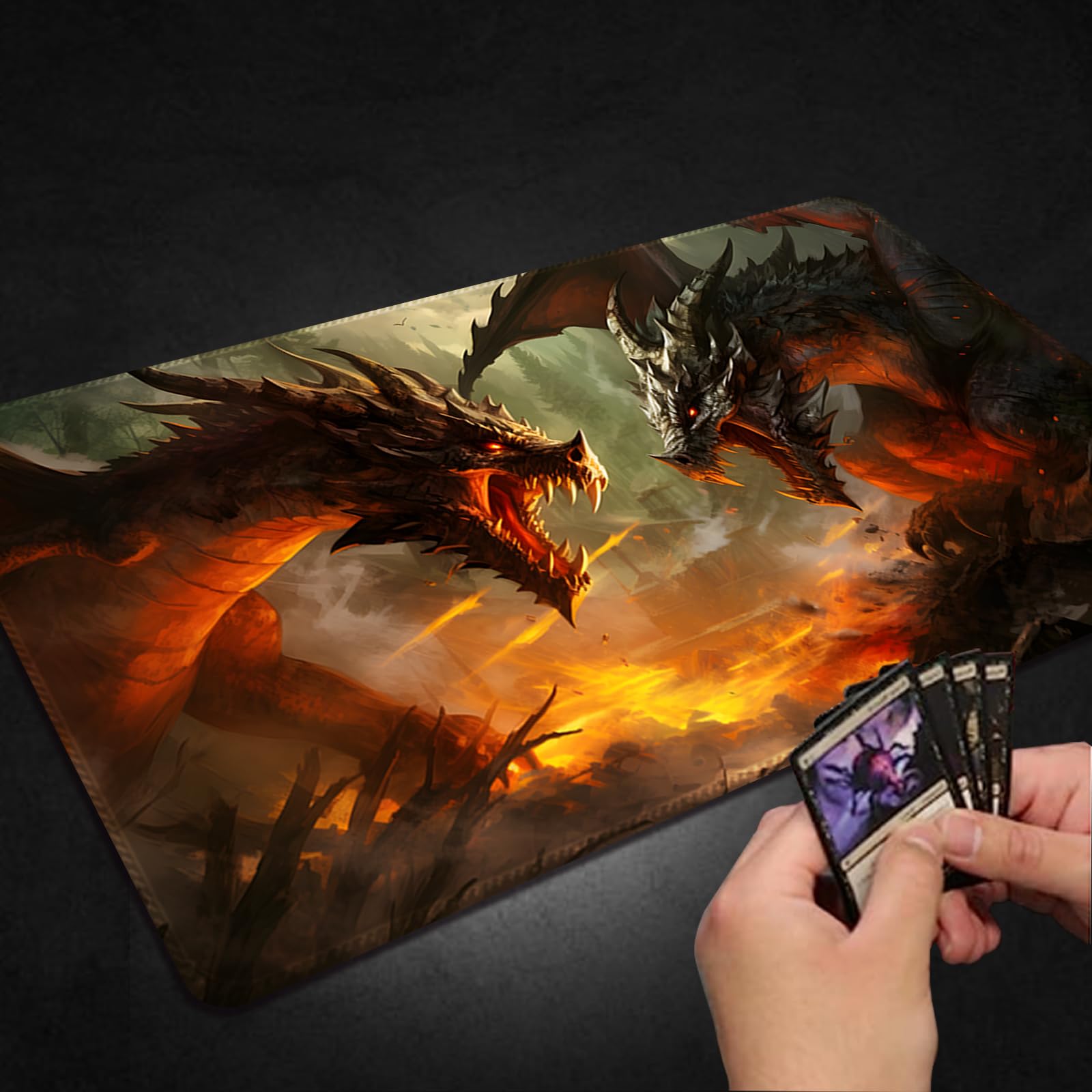 2er Set Spielmatten + MTG-Kartenbox – 61x35,6 Cm, Mit Genähtem Rand, Für Kartenspiele & Als Mauspad