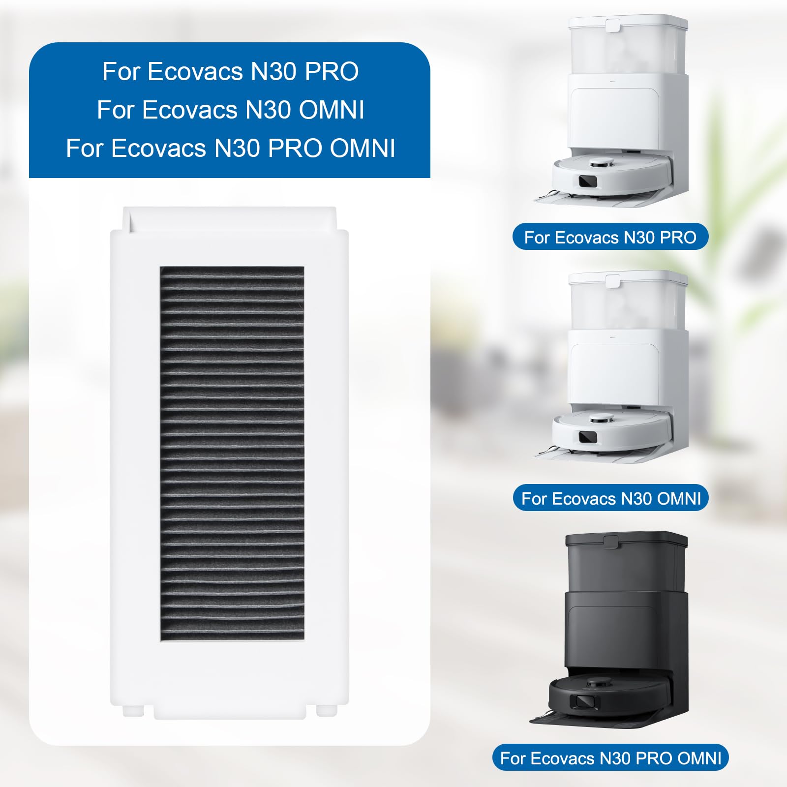 6 sztuk zapasowych filtrów HEPA do Ecovacs Deebot N30 PRO / N30 OMNI / N30 PRO OMNI akcesoria do odkurzaczy robotów