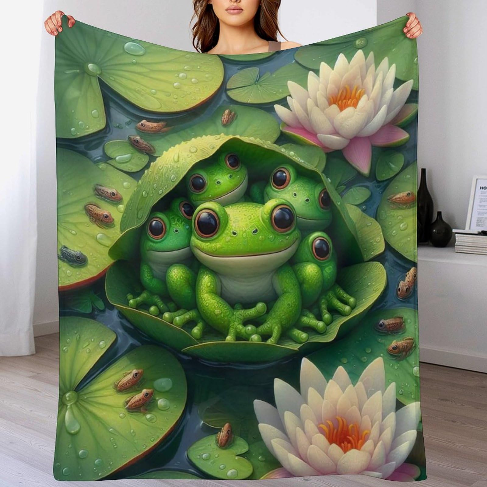 Couverture grenouille douce lavable en machine pour canapé