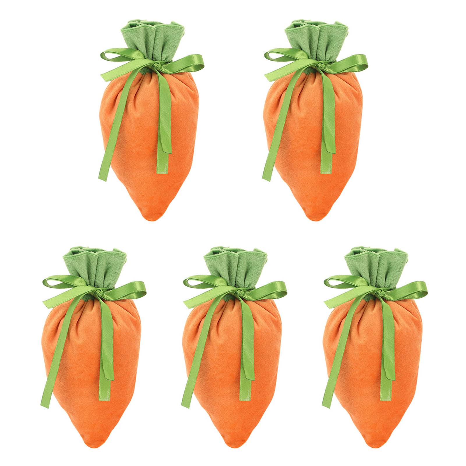 Elnwnnkc 5pcs Easter Carrot Candy Bags Jewelry Bag with Drawstring Kids Easter Birthday Party Decoration Supplies Candy Bags