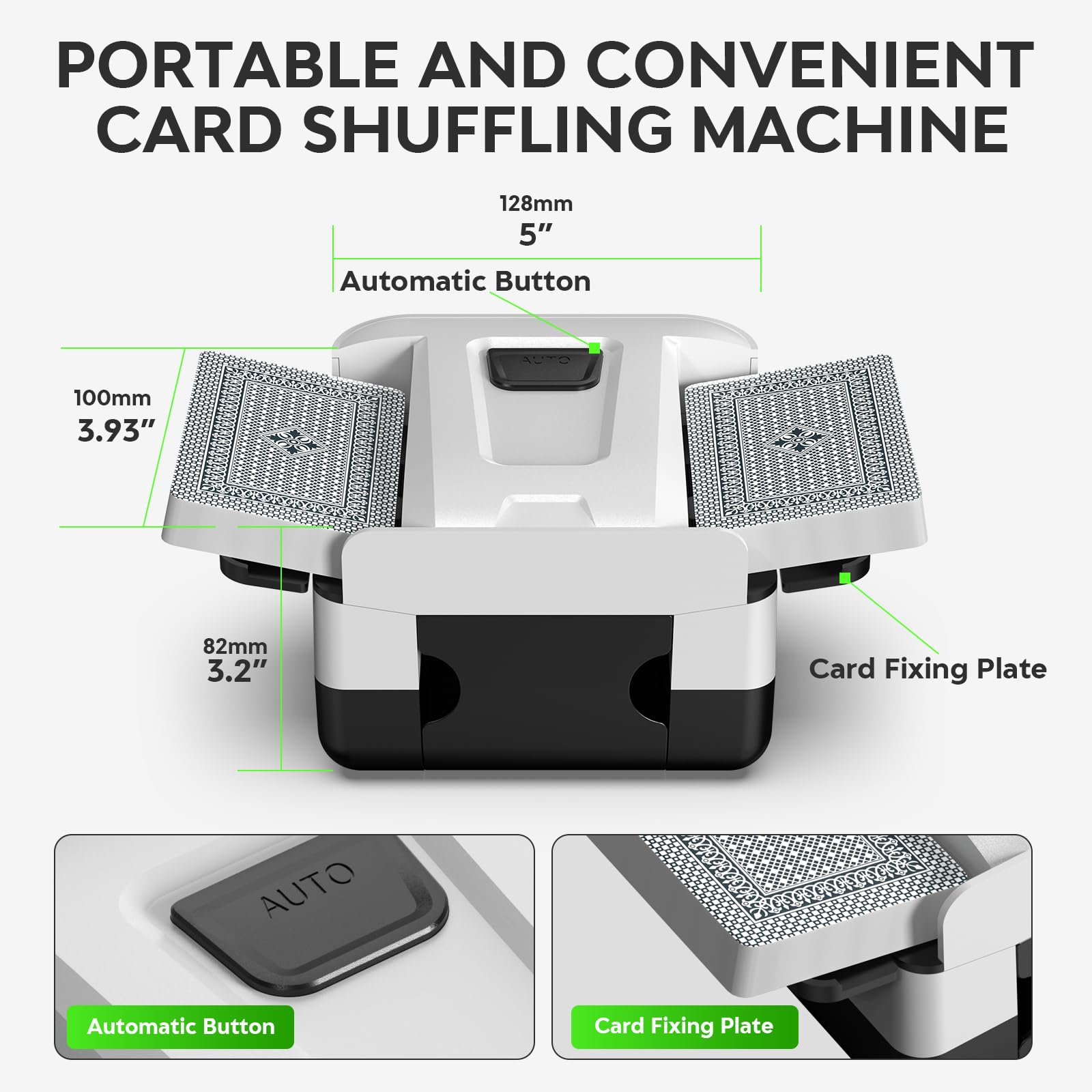 Mélangeur automatique de cartes, mélangeur de cartes rechargeable pour 1 à 2 plateaux, mélangeur portable idéal pour les jeux de cartes, parfait pour les soirées de jeux à la maison, les