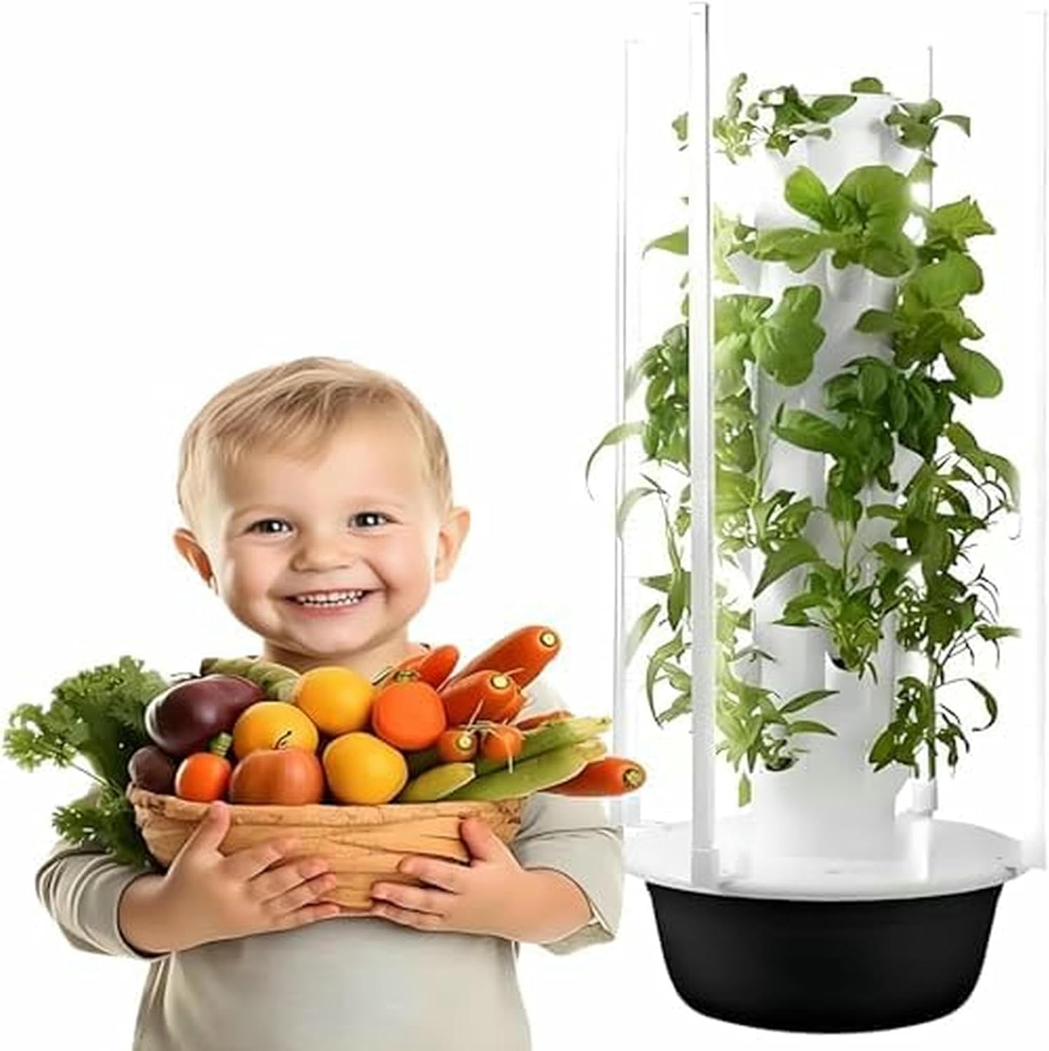 Vertical Hydroponics Tower System - Smart Indoor Garden Kit for Herbs, Fruits & Vegetables, 9-Layer Hydroponic Growing Tower-